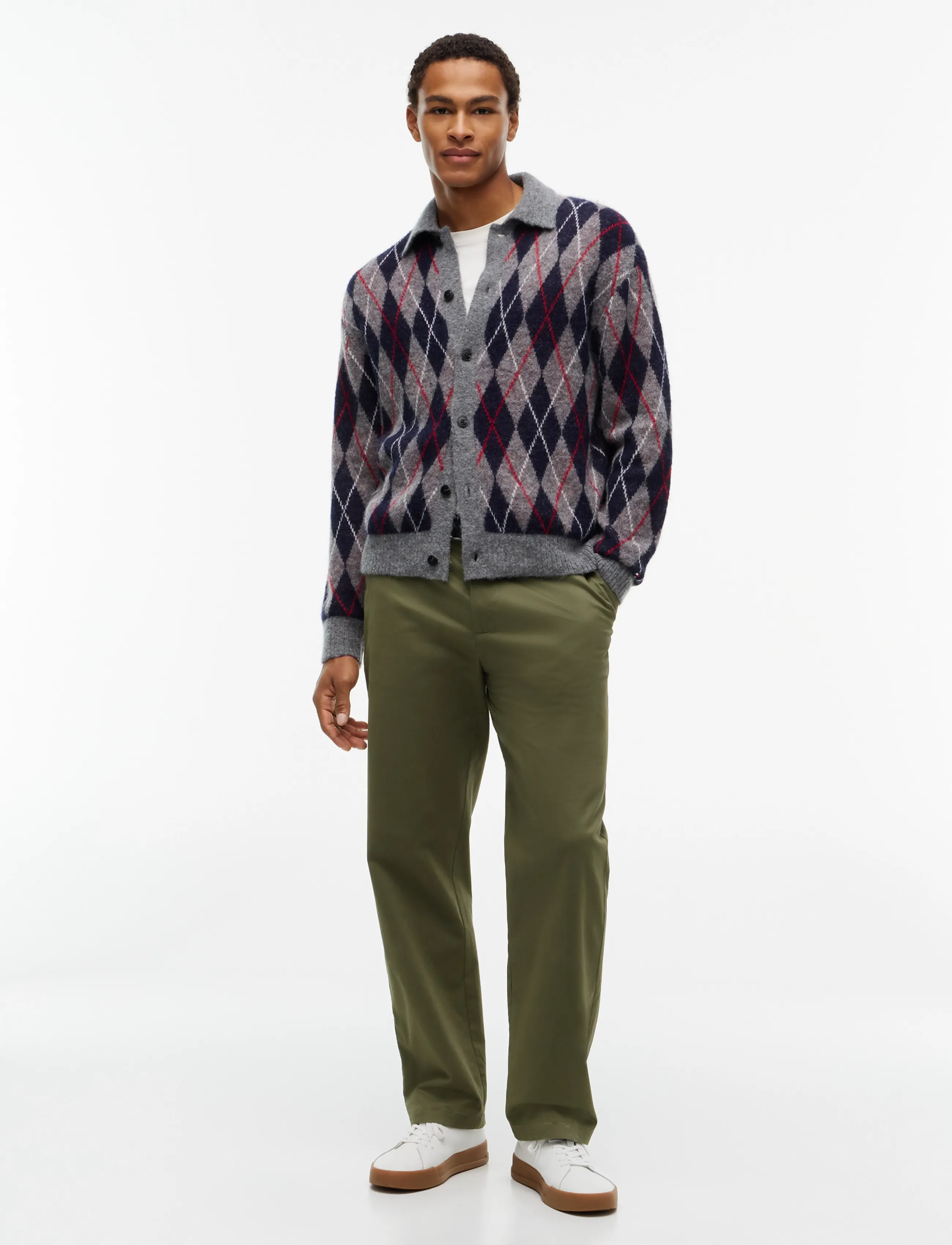 Tommy Hilfiger - ALPACA BLEND ARGYLE BUTTON THRU - strickjacken - medium grey heather - 4