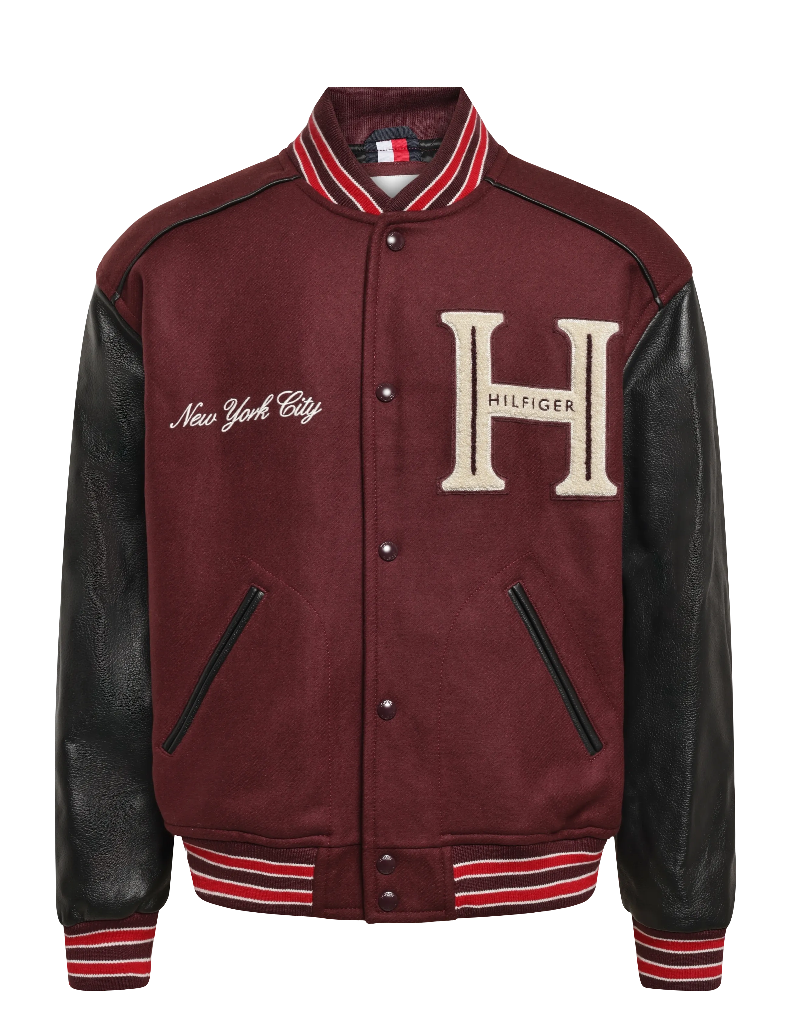 Tommy Hilfiger - LEATHER VARSITY JACKET - ulljackor - burgundy velvet - 1