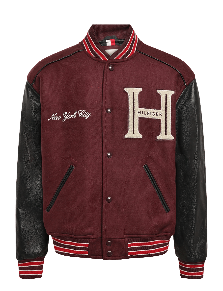 Tommy Hilfiger - LEATHER VARSITY JACKET - ulljackor - burgundy velvet - 1