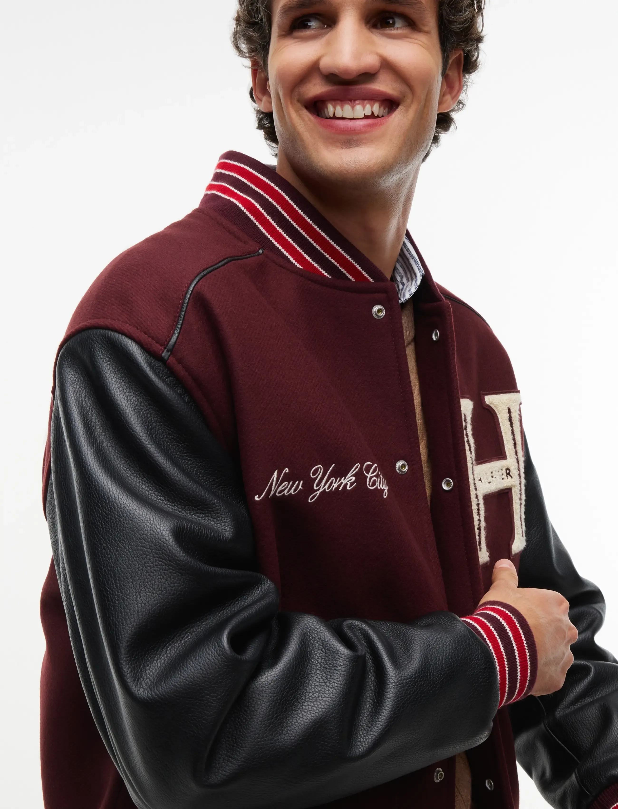 Tommy Hilfiger - LEATHER VARSITY JACKET - ulljackor - burgundy velvet - 4