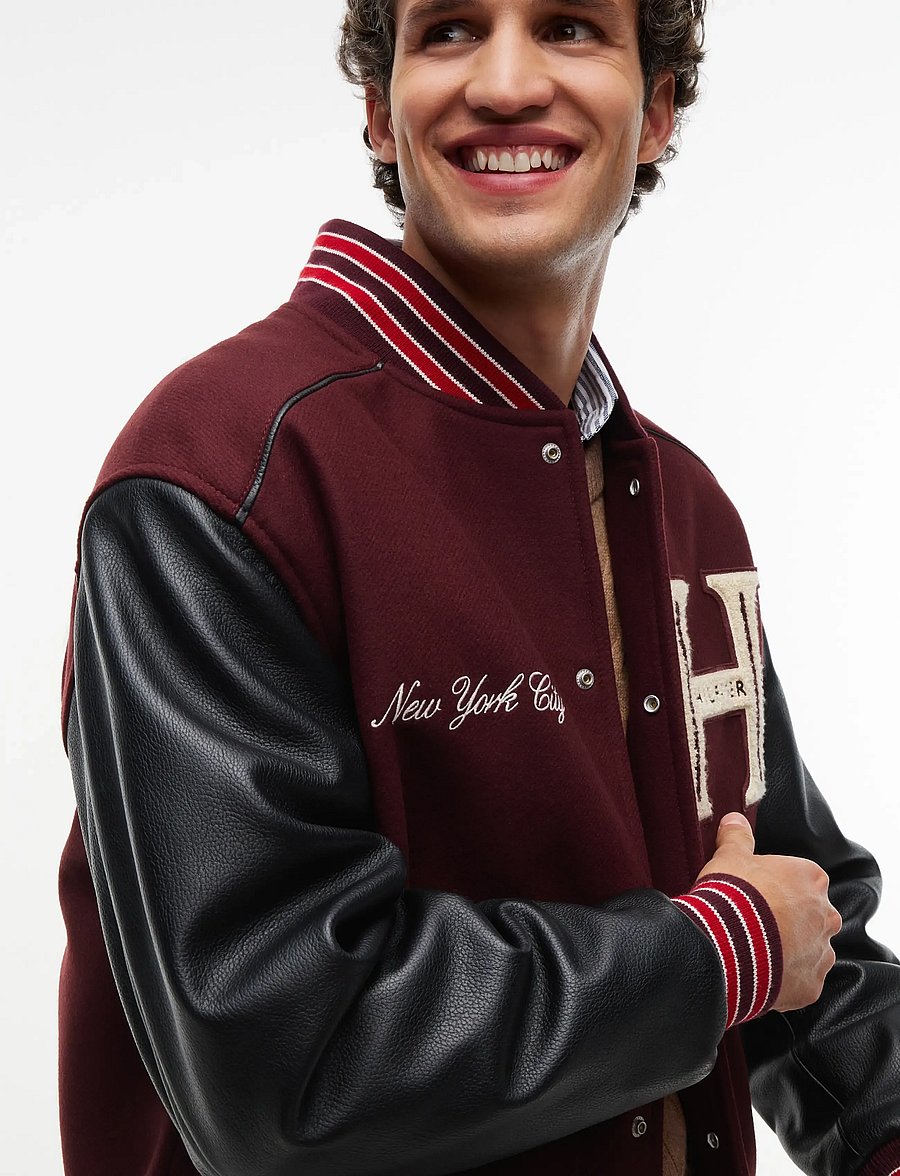 Tommy Hilfiger - LEATHER VARSITY JACKET - ulljackor - burgundy velvet - 4