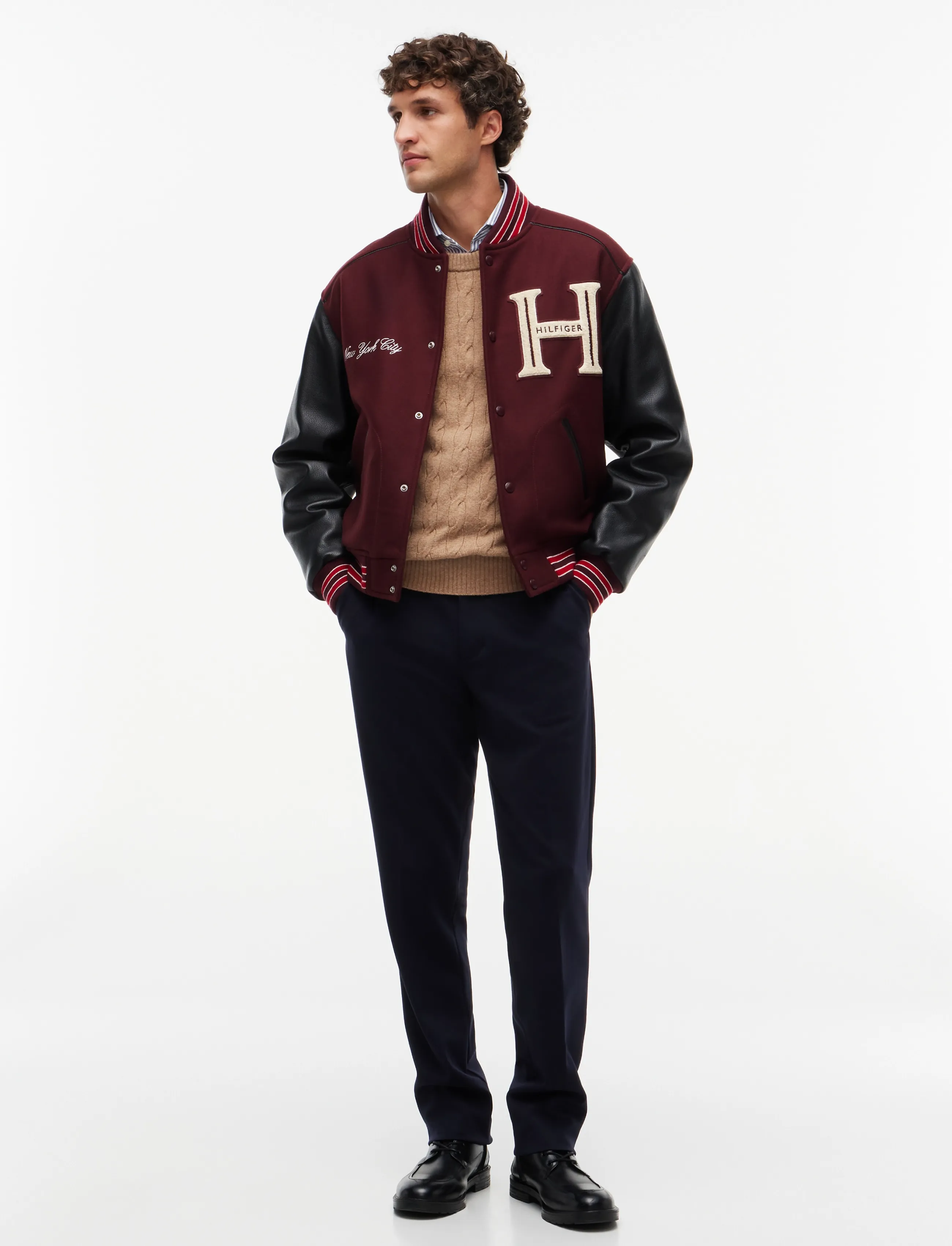 Tommy Hilfiger - LEATHER VARSITY JACKET - ulljackor - burgundy velvet - 5