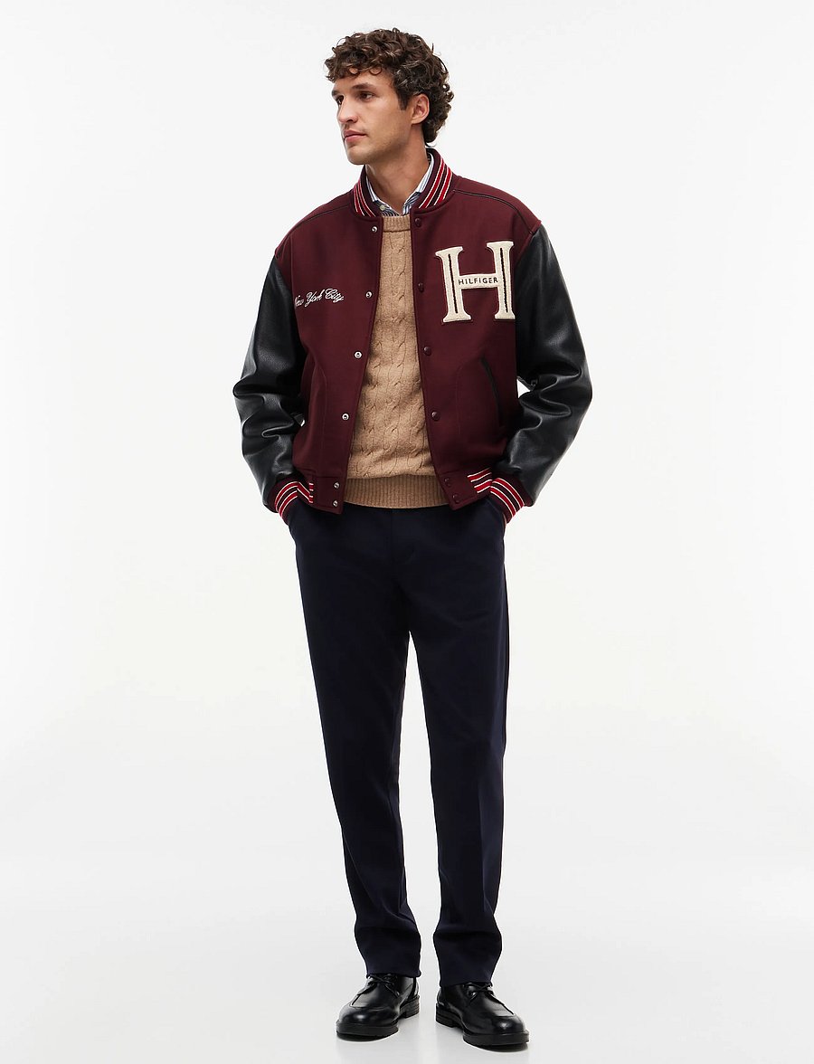 Tommy Hilfiger - LEATHER VARSITY JACKET - ulljackor - burgundy velvet - 5