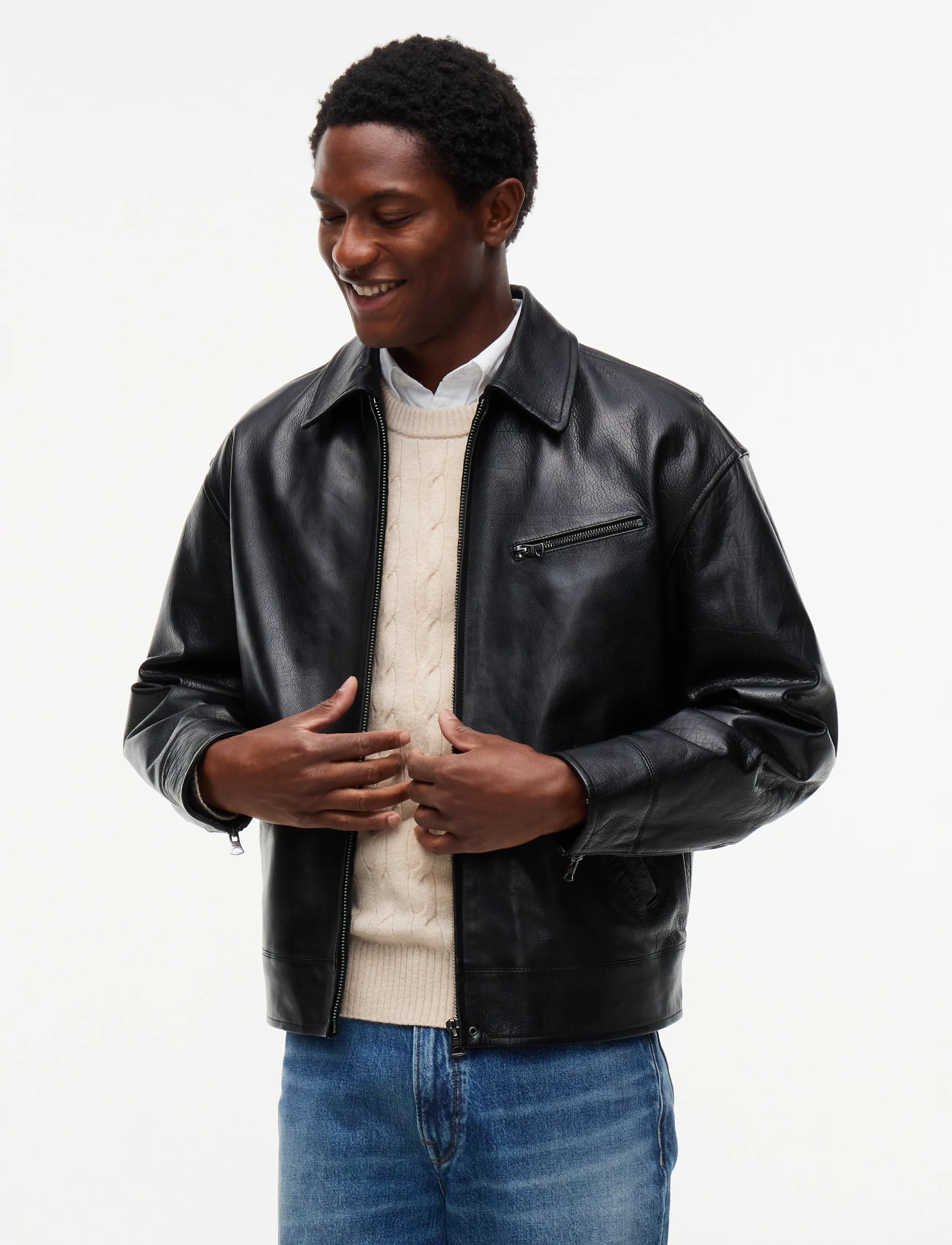Tommy Hilfiger LEATHER JACKET - Riided - BLACK / black