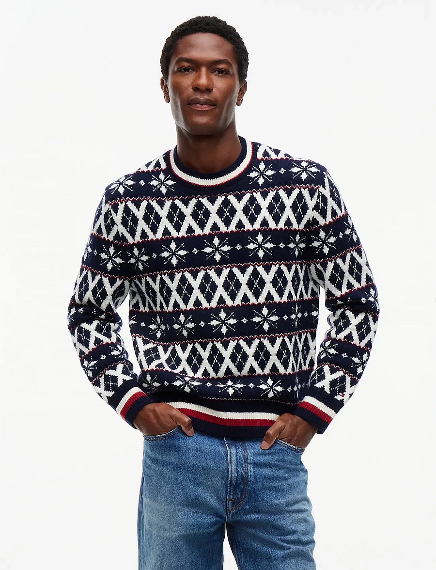 Tommy Hilfiger - AOP FAIRISLE WOOL BLEND CREWNECK - rundhals - navy blue ivory regatta tawny - 0
