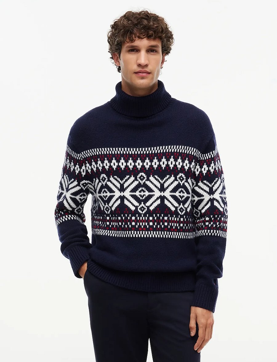 Tommy Hilfiger - PLACED FAIRISLE WOOL BLEND ROLL - navy blue ivory regatta red - 0