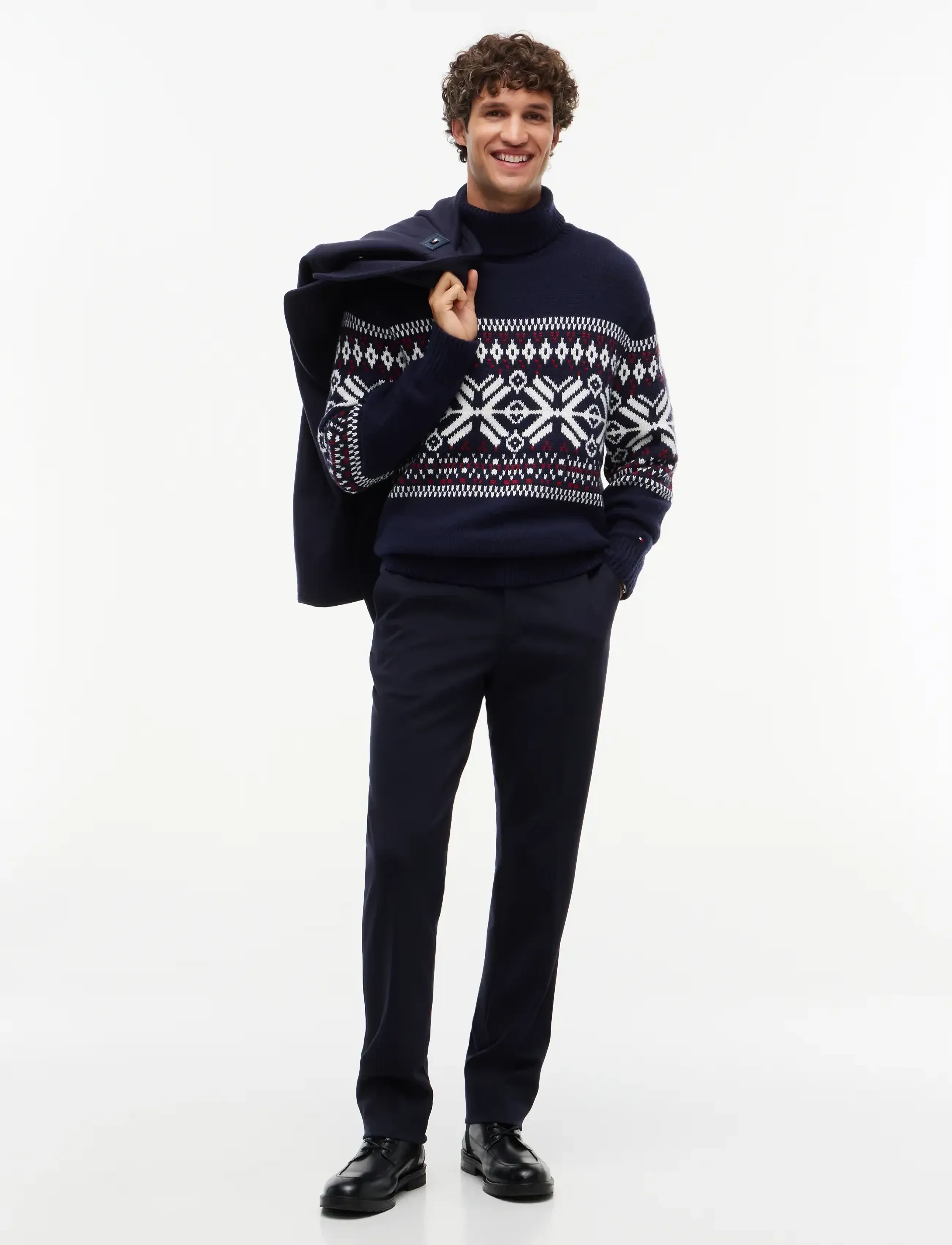 Tommy Hilfiger - PLACED FAIRISLE WOOL BLEND ROLL - navy blue ivory regatta red - 4