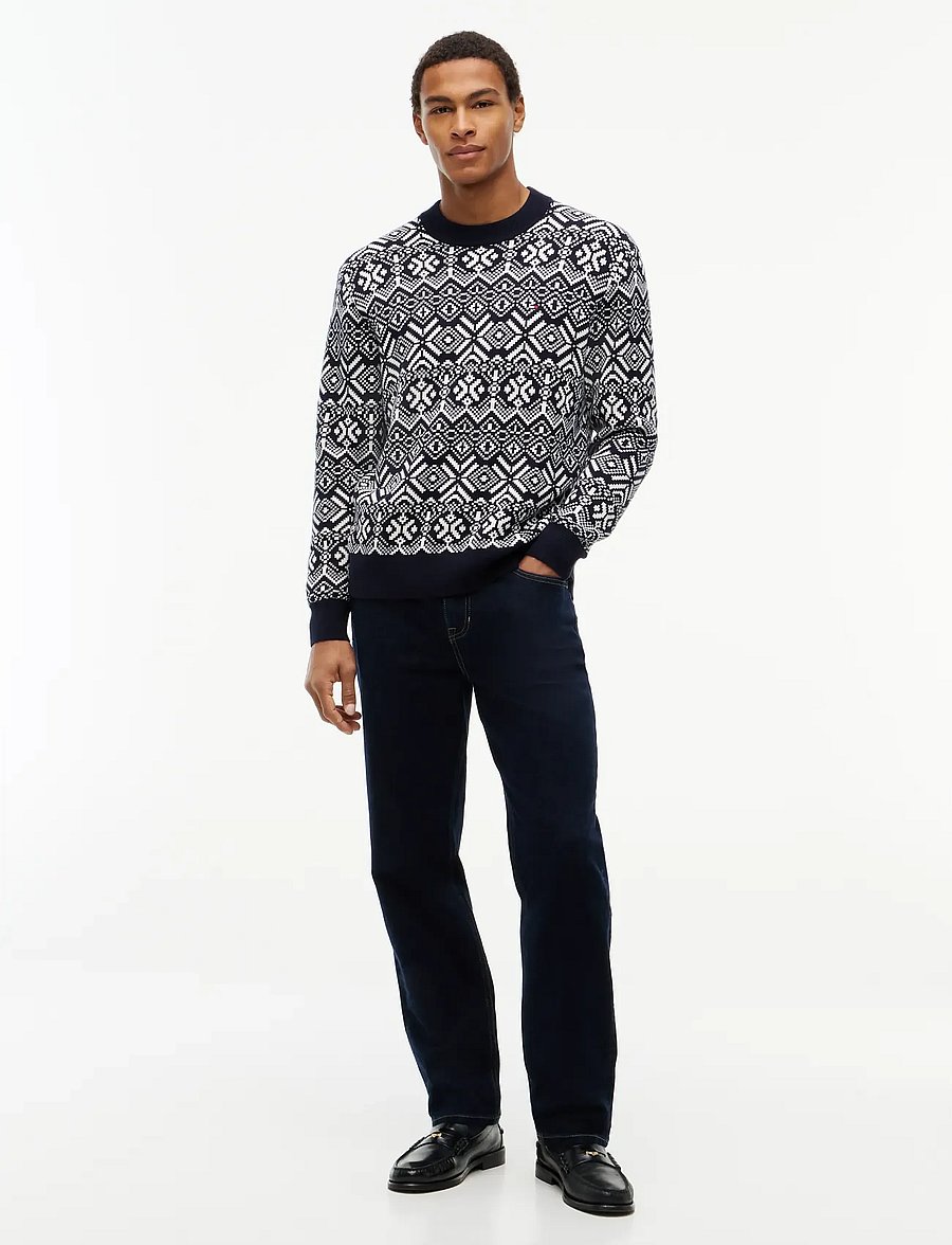 Tommy Hilfiger - AOP FAIRISLE COTTON CREW NECK - round necks - navy blue ivory petal - 4