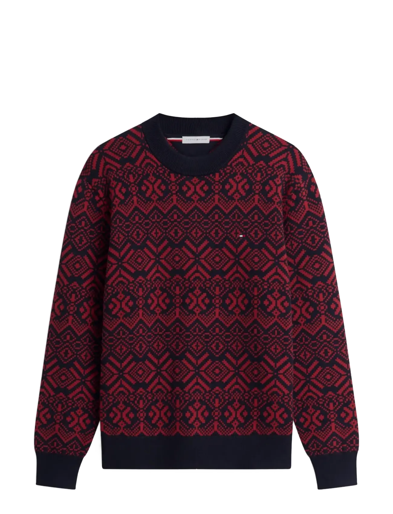 Tommy Hilfiger AOP FAIRISLE COTTON CREW NECK - Ümara kaelusega - REGATTA RED  NAVY BLUE / red