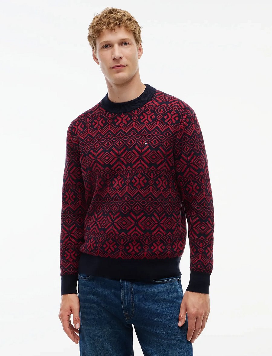 Tommy Hilfiger - AOP FAIRISLE COTTON CREW NECK - rundhals - regatta red navy blue - 0