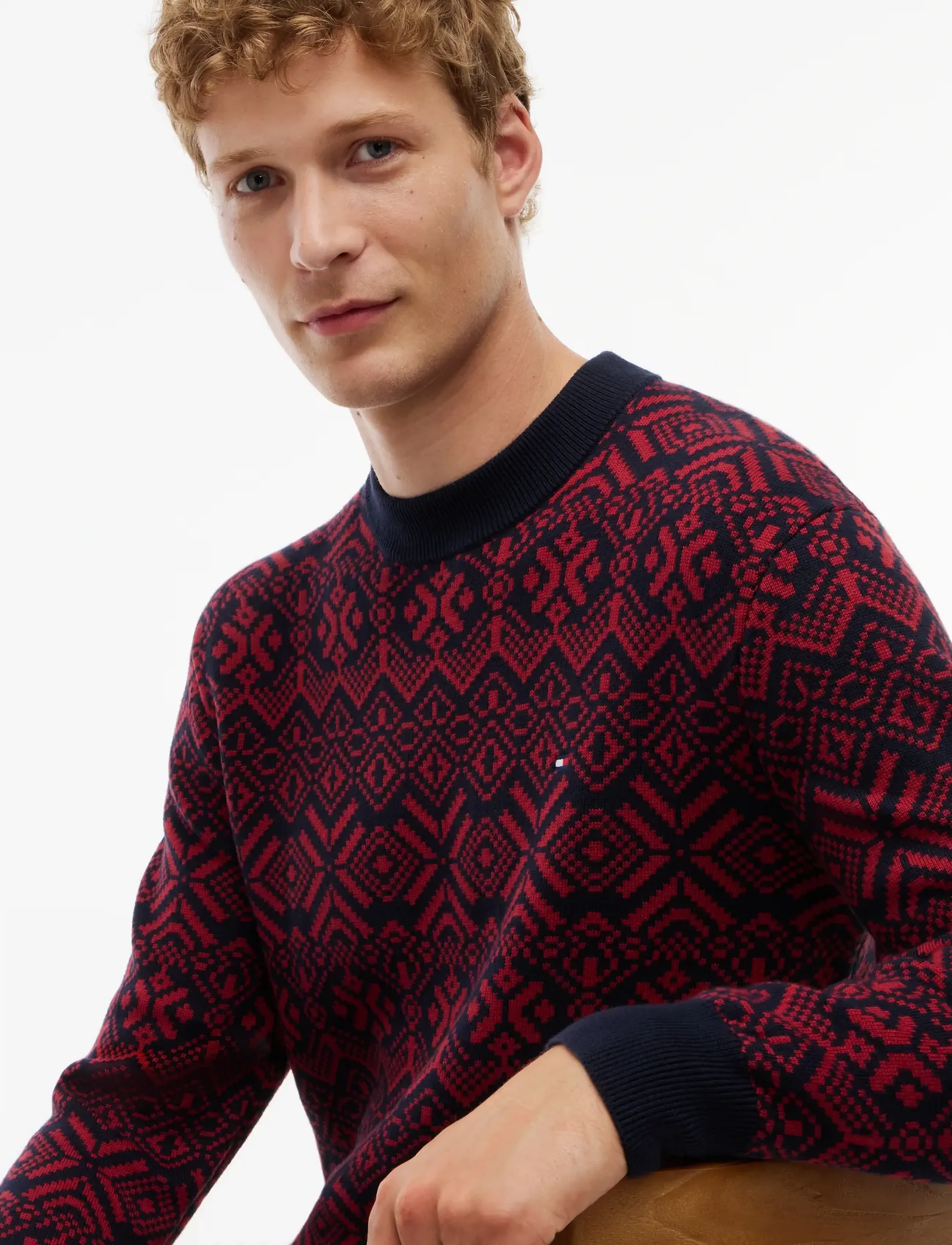 Tommy Hilfiger - AOP FAIRISLE COTTON CREW NECK - regatta red  navy blue - 3