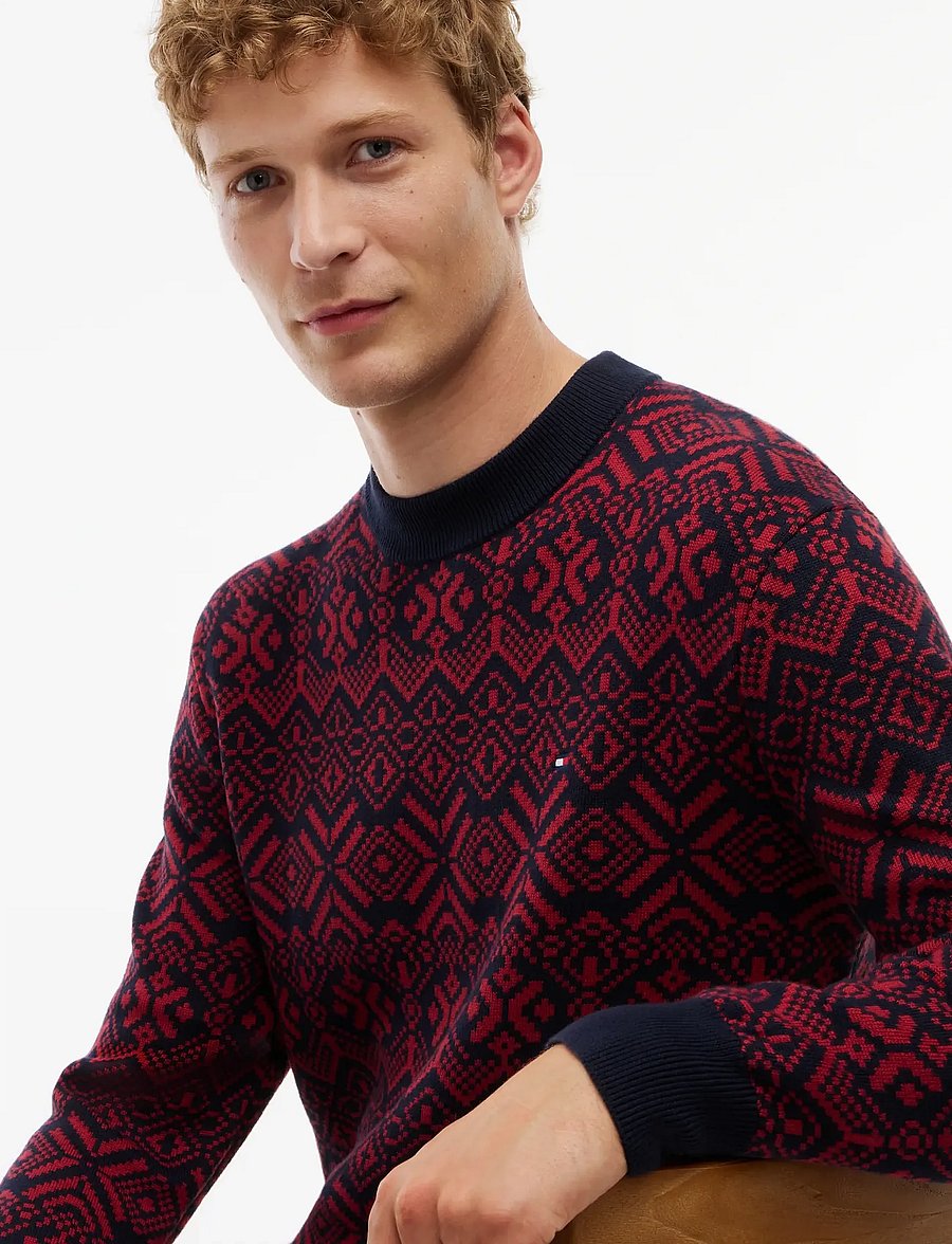 Tommy Hilfiger - AOP FAIRISLE COTTON CREW NECK - rundhals - regatta red navy blue - 3
