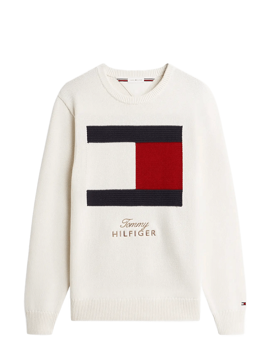 Tommy Hilfiger - GIFTING FLAG CREW NECK SWEATER - round necks - ivory petal - 0