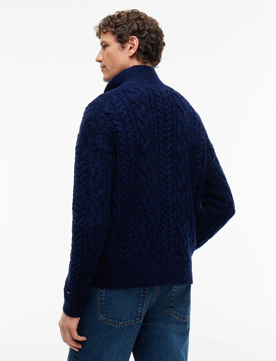 Tommy Hilfiger - FLAG CABLE BUTTON MOCK - halfzip strik - navy blue - 2