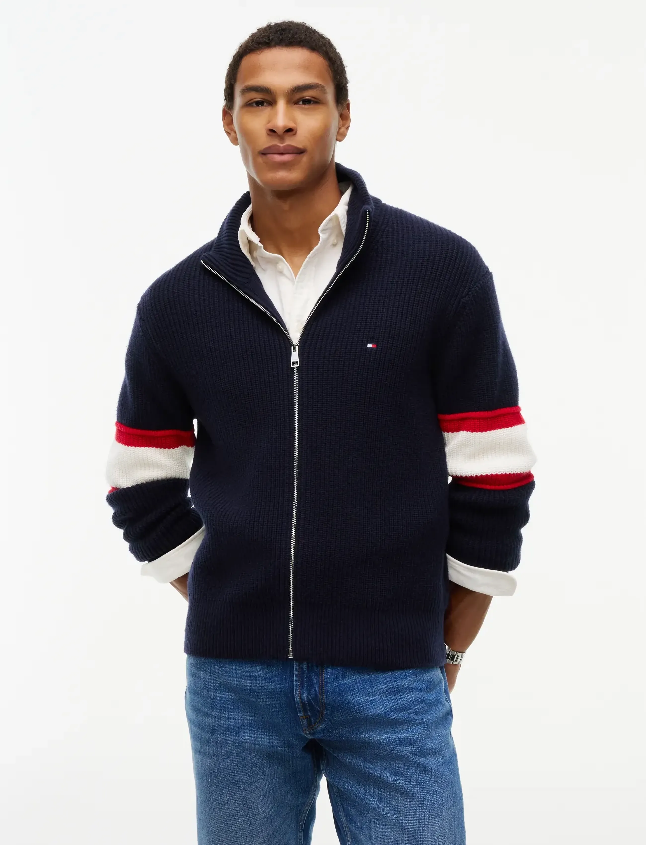 Tommy Hilfiger - ATHLEISURE RWB ZIP THROUGH - navy blue - 0