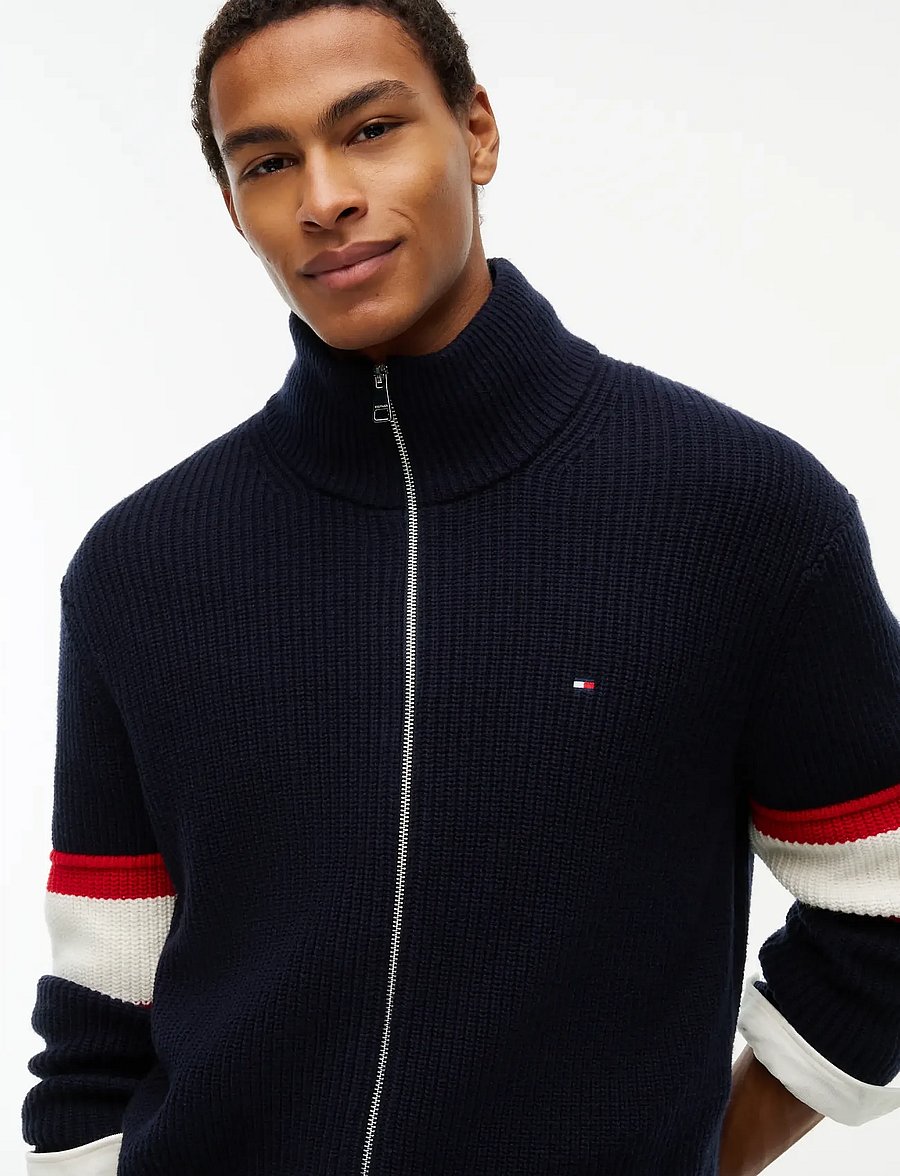 Tommy Hilfiger - ATHLEISURE RWB ZIP THROUGH - fullzip strik - navy blue - 3