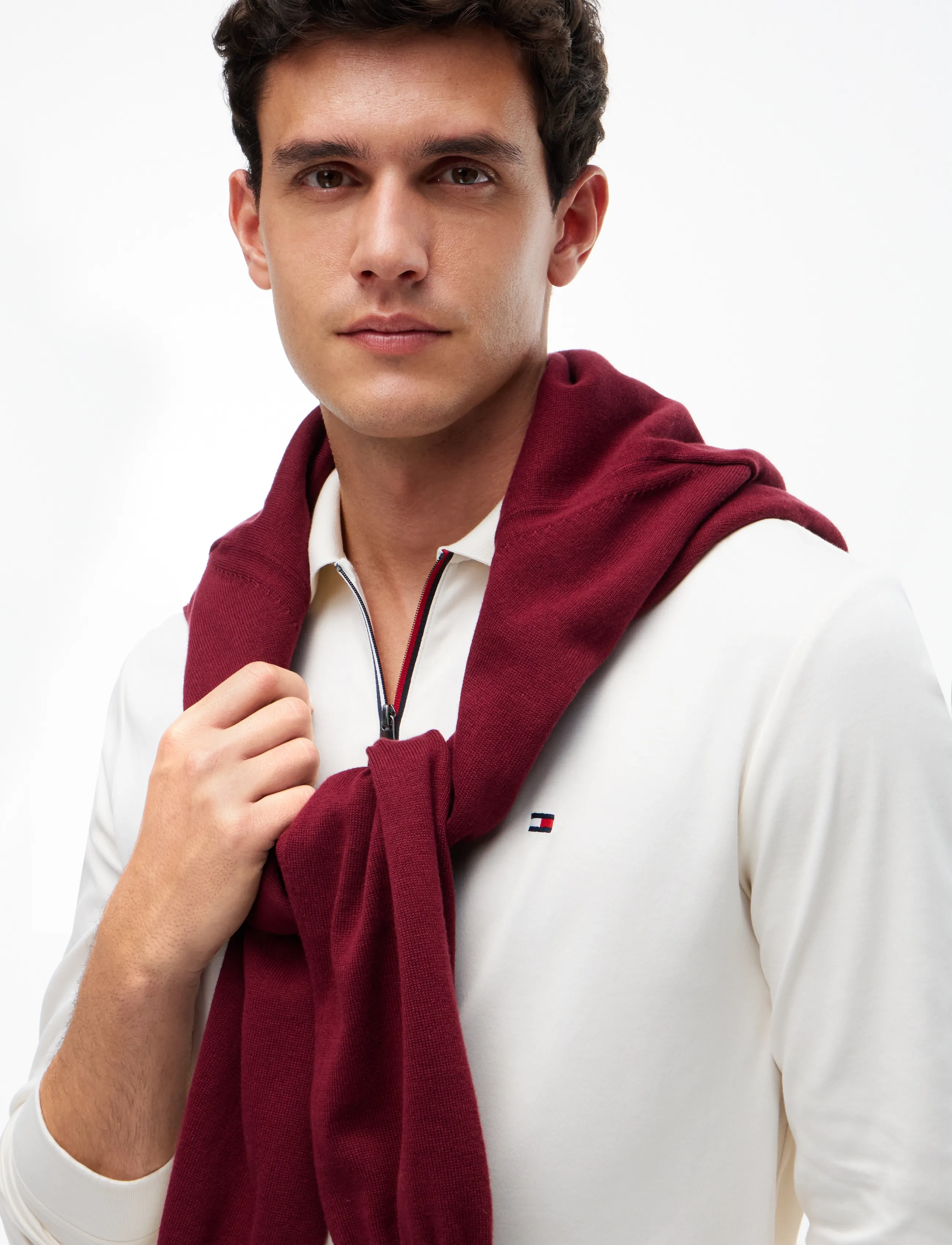 TOMMY HILFIGER L/S Liquid Cotton Zip Reg pikéer herr – bild 3
