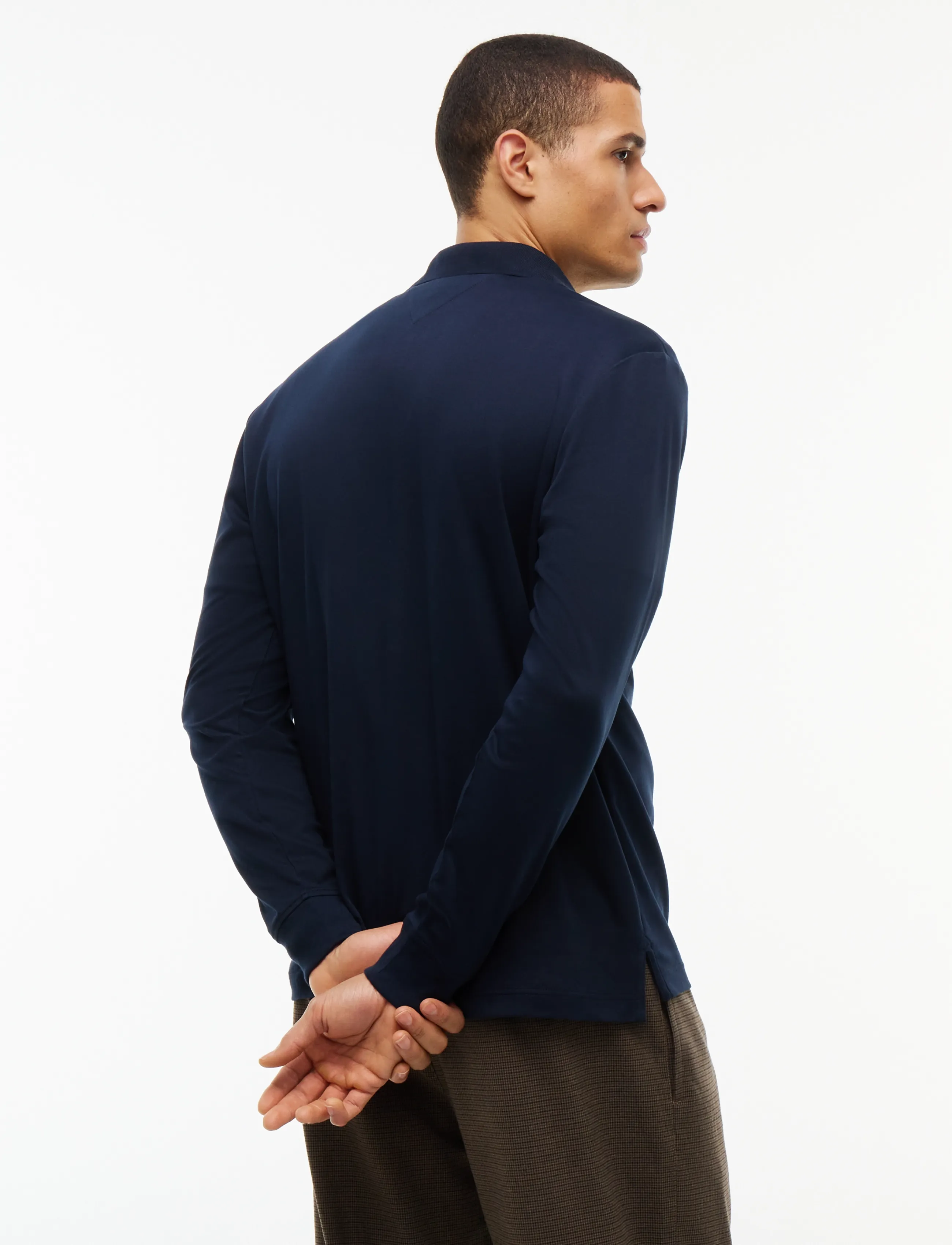TOMMY HILFIGER L/S Liquid Cotton Zip Reg pikéer herr – bild 2