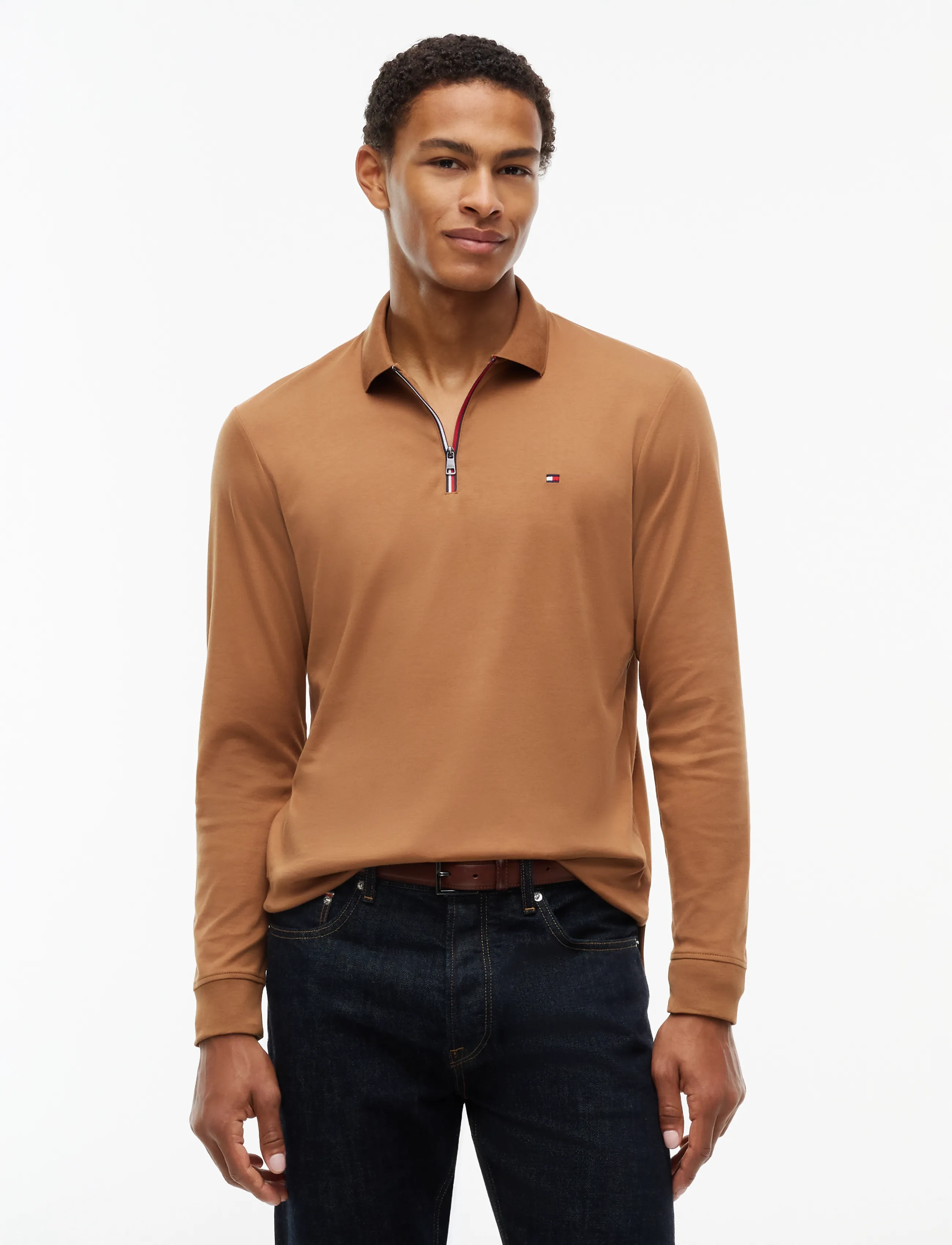 Tommy Hilfiger L/S LIQUID COTTON ZIP REG - Kleidung - TIMELESS TAWNY / brown