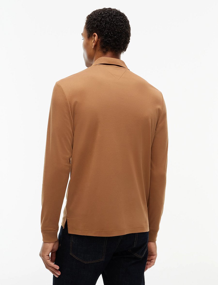 Tommy Hilfiger - L/S LIQUID COTTON ZIP REG - long-sleeved knitted polos - timeless tawny - 2