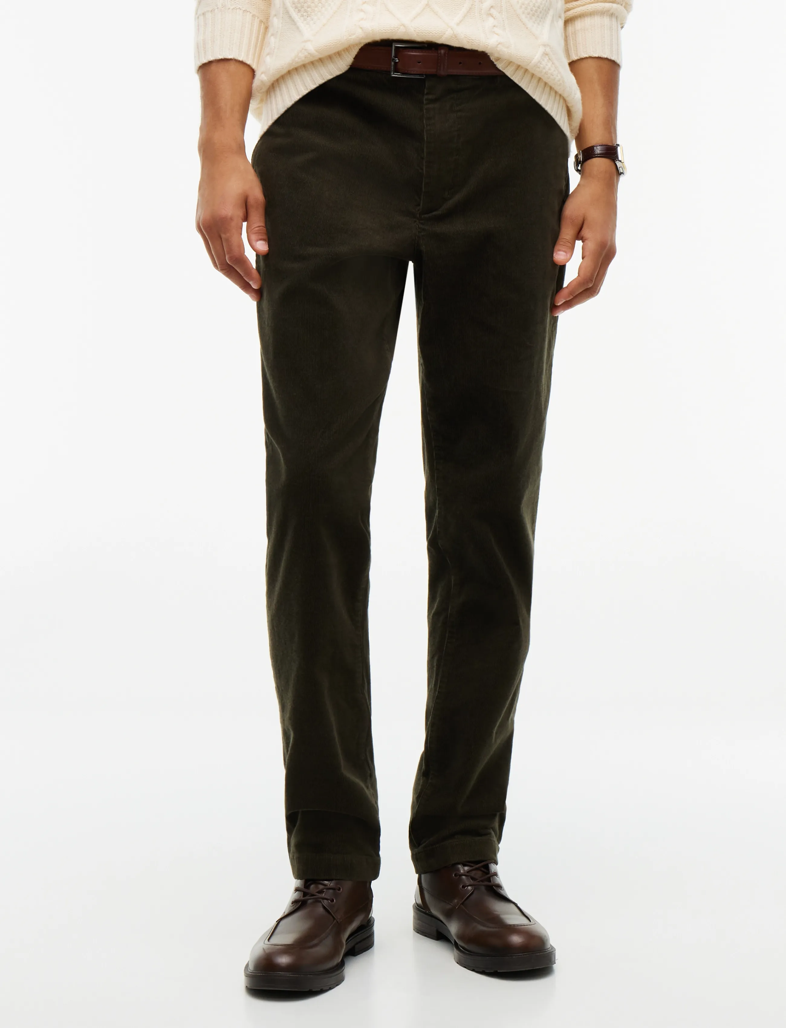 Tommy Hilfiger DENTON FINE CORDUROY - Byxor - PLATINUM OLIVE CORD / khaki/green