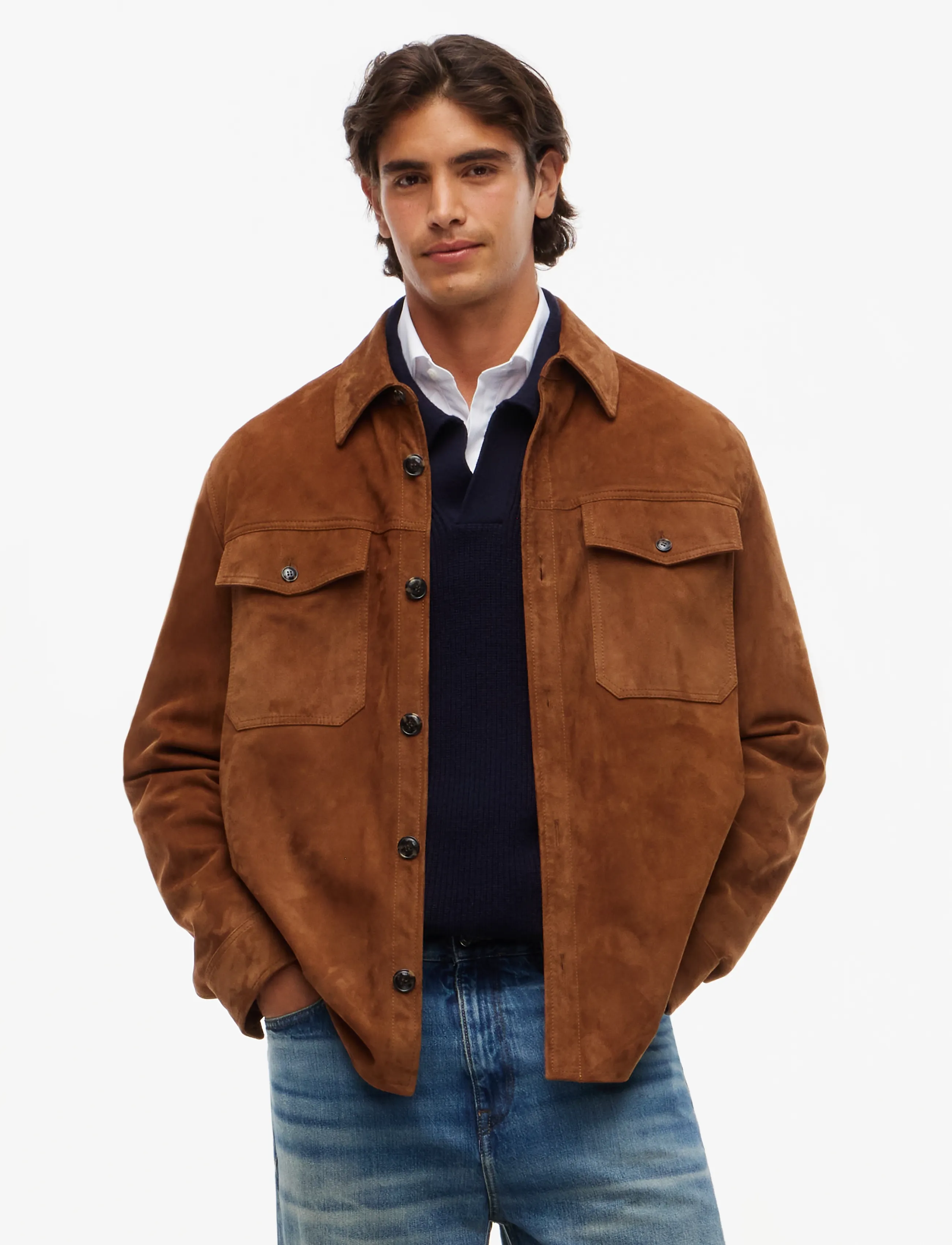 Tommy Hilfiger NY LEATHER OVERSHIRT - Säsongens färger - TIMELESS TAWNY / brown
