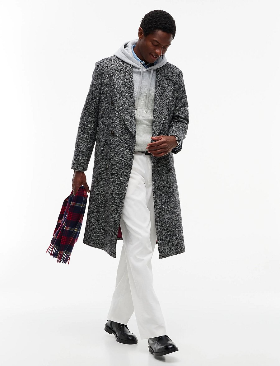 Tommy Hilfiger - NY DONEGAL LONG COAT - winterjacken - black white donegal - 0