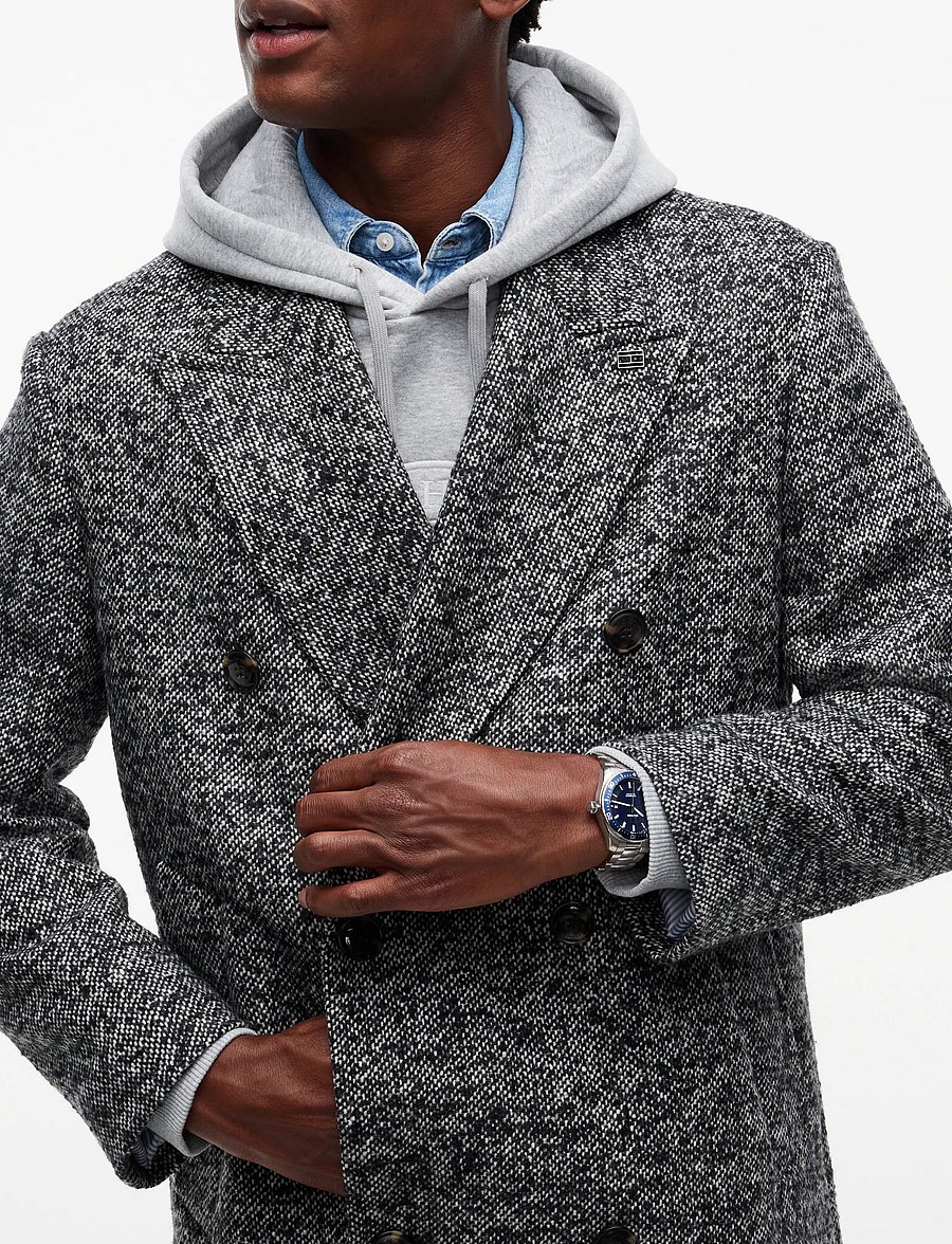 Tommy Hilfiger - NY DONEGAL LONG COAT - winterjacken - black white donegal - 4