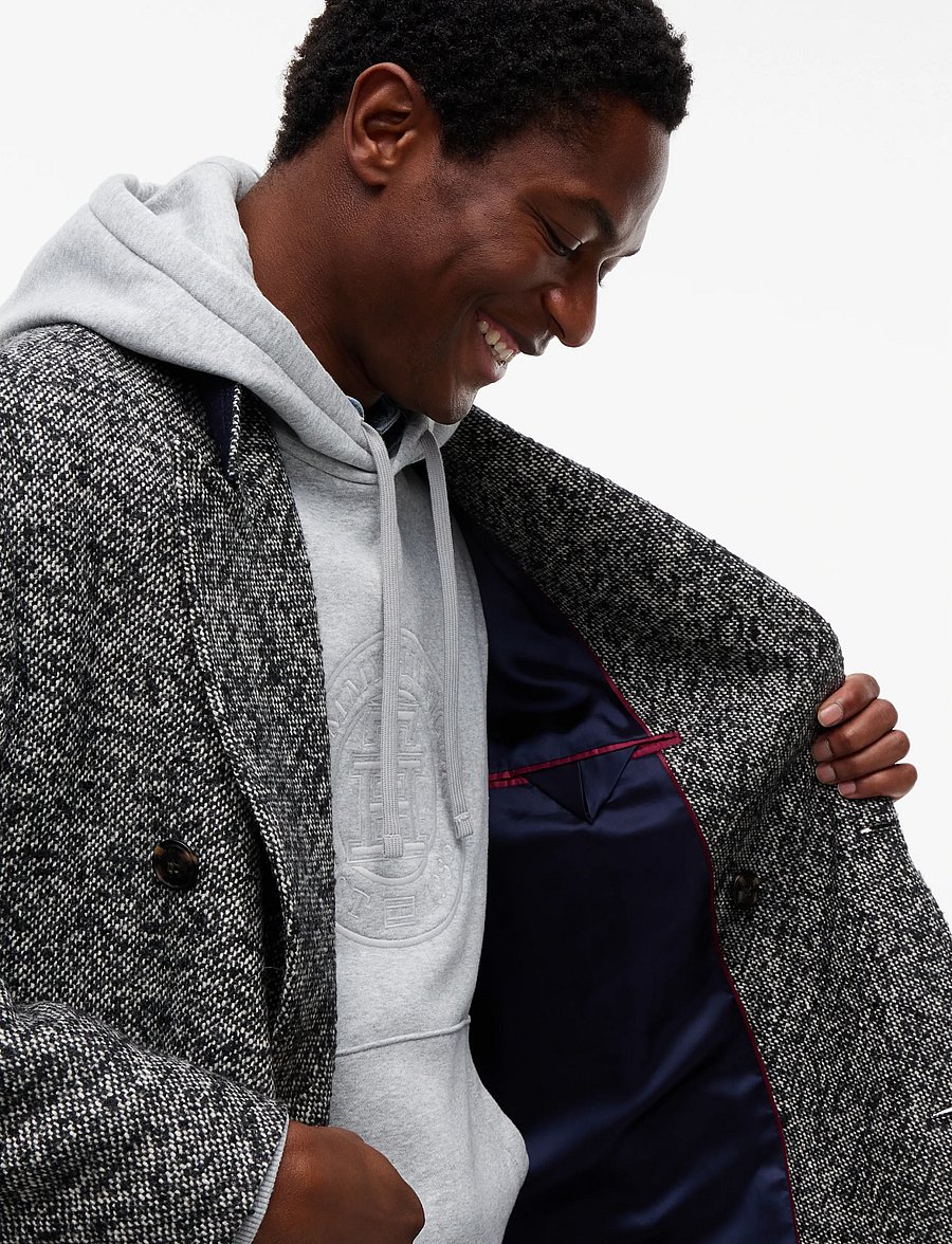 Tommy Hilfiger - NY DONEGAL LONG COAT - winterjacken - black white donegal - 5
