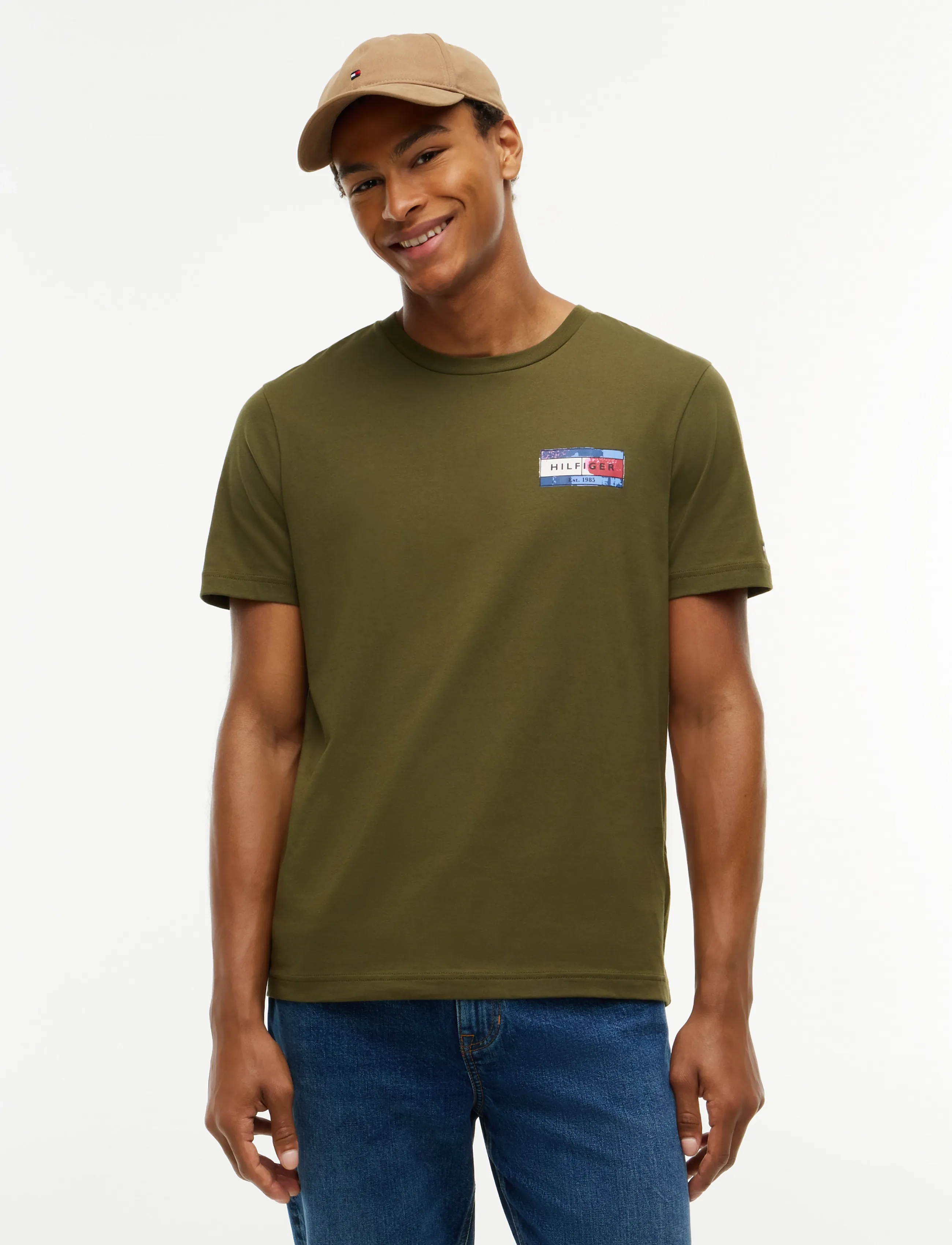 Tommy Hilfiger BRAND LOVE BACK FLAG GRAPHIC TEE - T-shirts - HUNTSMAN GREEN / khaki/green