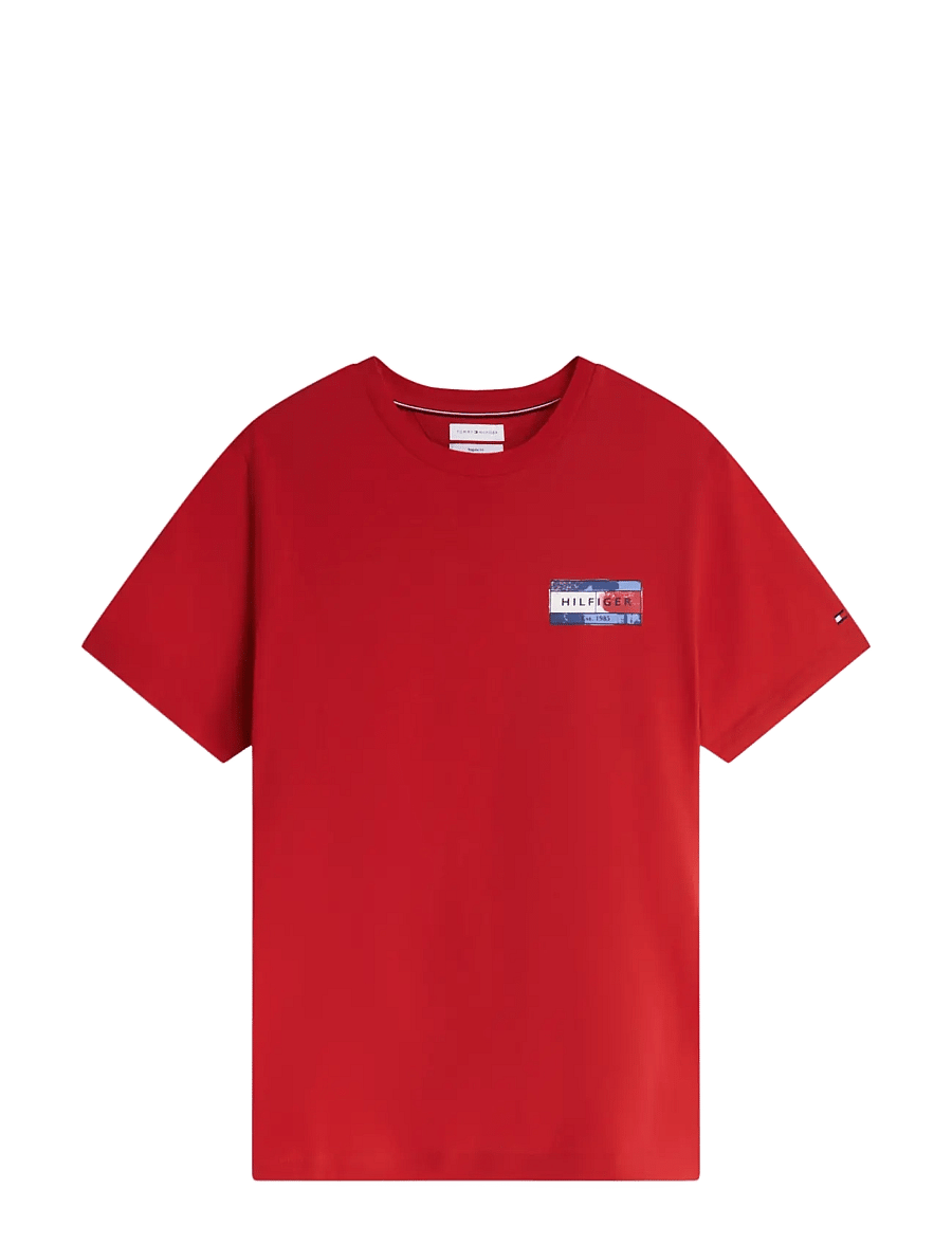 Tommy Hilfiger - BRAND LOVE BACK FLAG GRAPHIC TEE - kortærmede t-shirts - medium red - 1