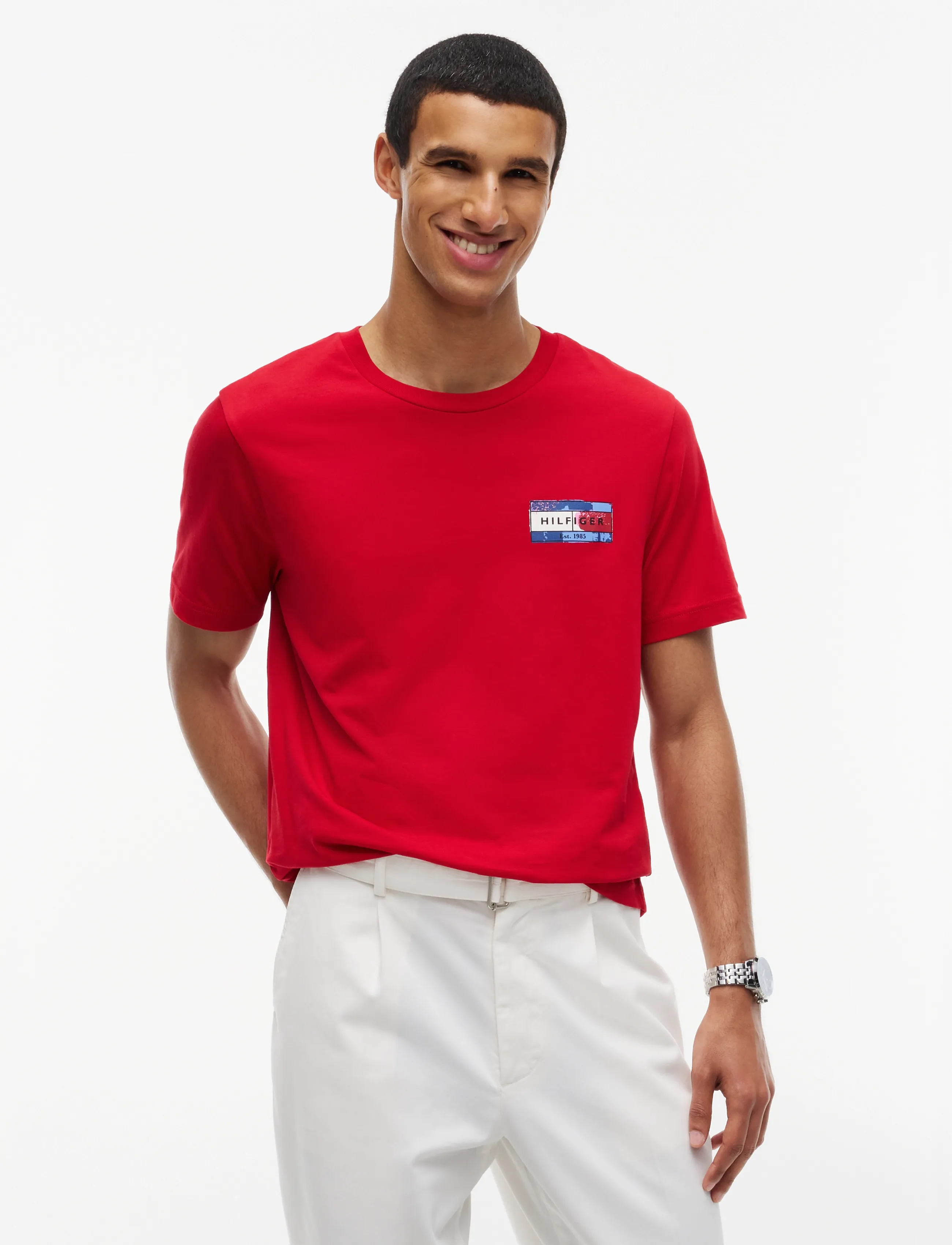 Tommy Hilfiger BRAND LOVE BACK FLAG GRAPHIC TEE - T-shirts - MEDIUM RED / red