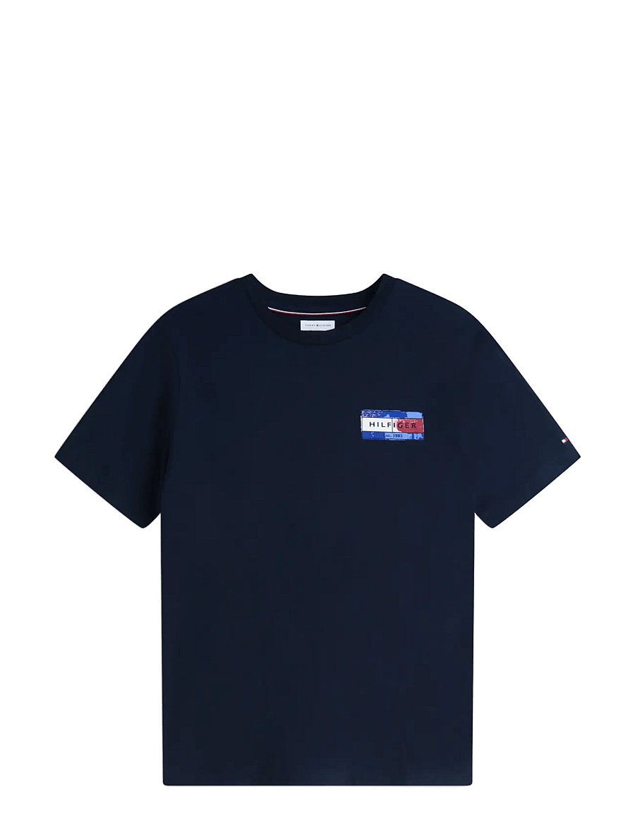Tommy Hilfiger - BRAND LOVE BACK FLAG GRAPHIC TEE - kurzärmelige t-shirts - navy blue - 1