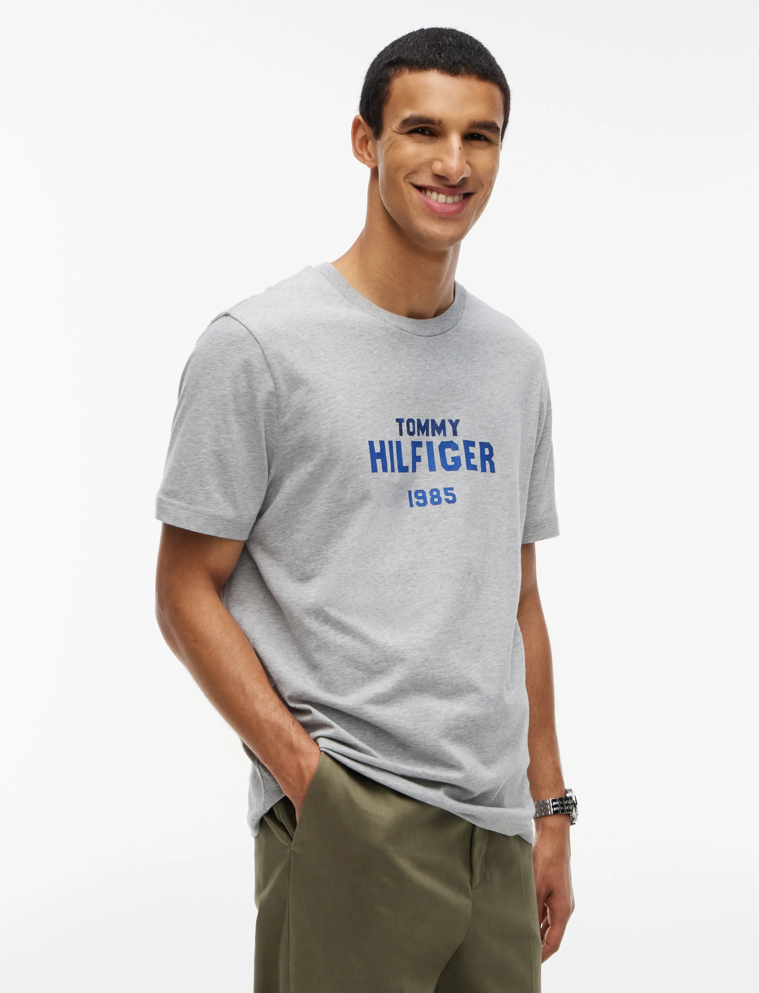 Tommy Hilfiger BRAND LOVE STACK TEE - Tommy Hilfiger - LIGHT GREY HEATHER / grey