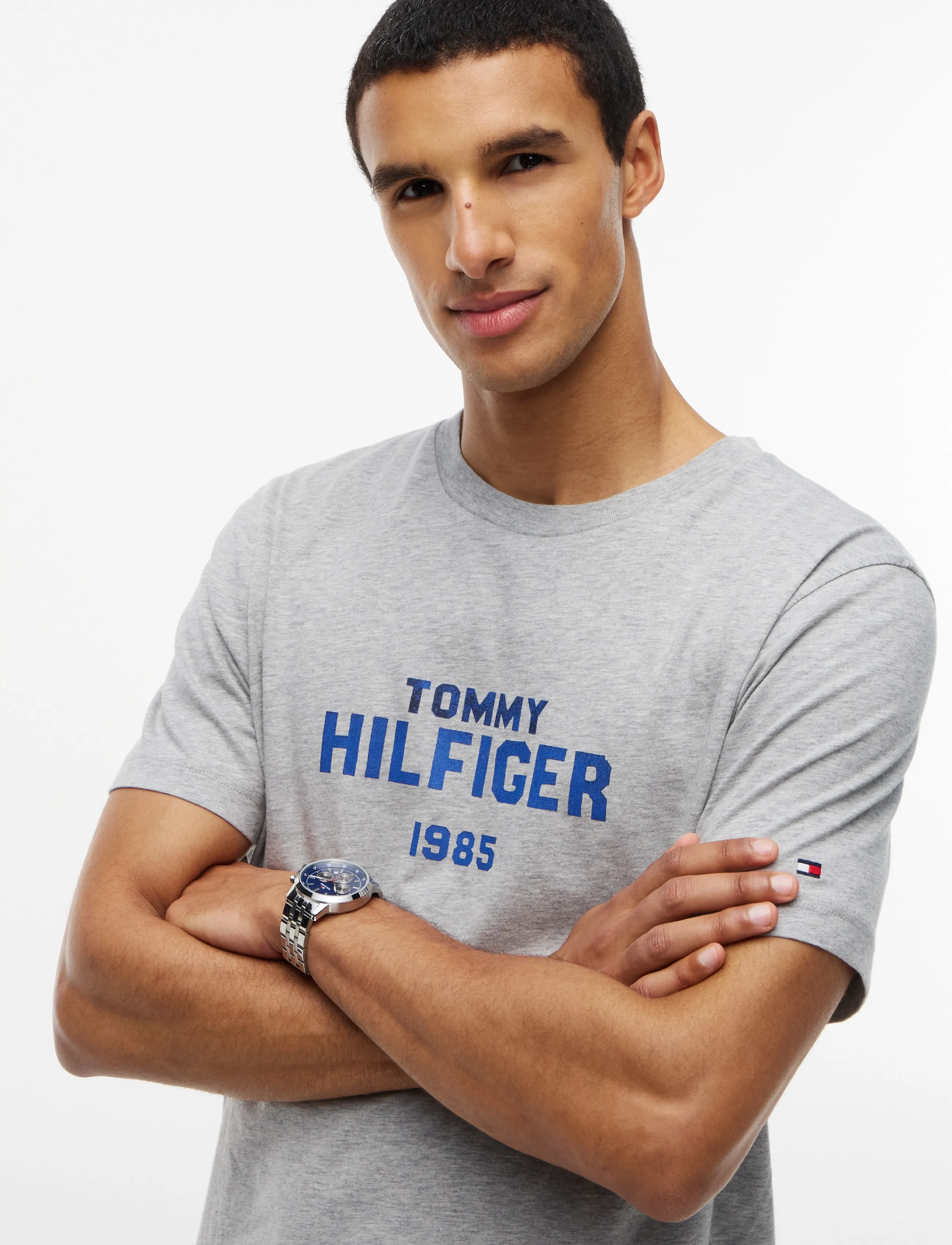 Tommy Hilfiger - BRAND LOVE STACK TEE - lühikeste varrukatega t-särgid - light grey heather - 3
