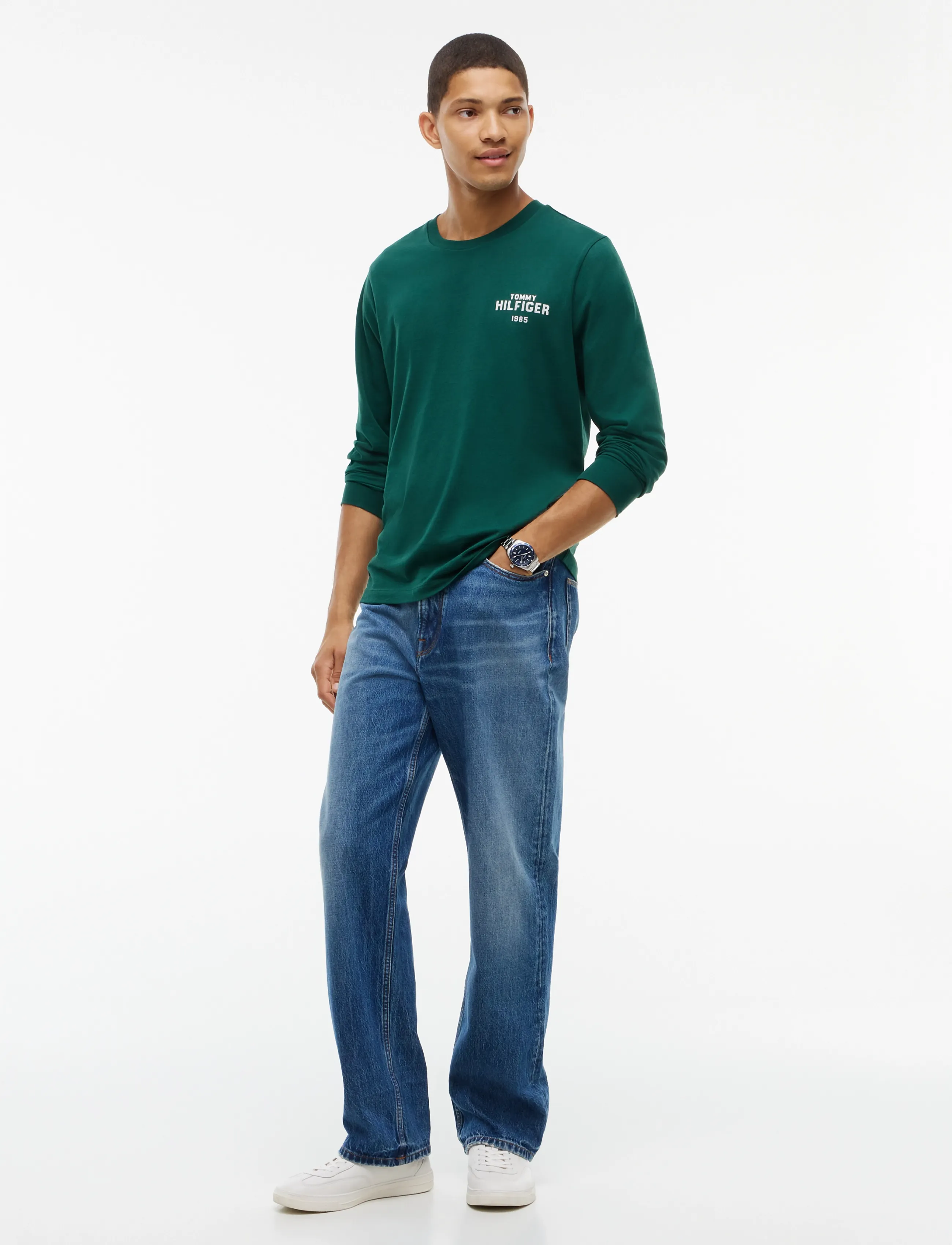 Tommy Hilfiger HILFIGER 1985 GRAPHIC LS TEE - Langærmede T-shirts - ORNAMENTAL GREEN / green