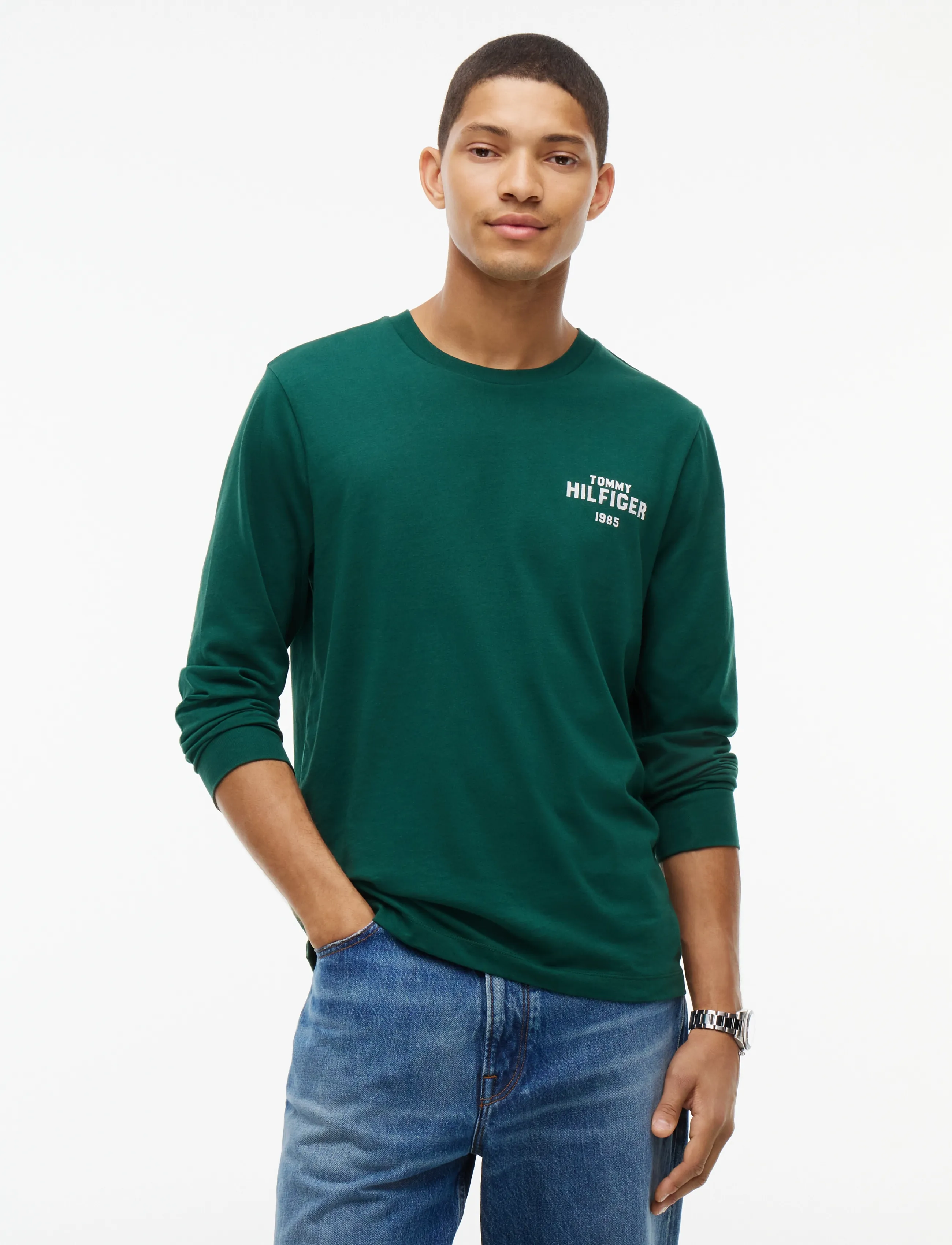 Tommy Hilfiger - HILFIGER 1985 GRAPHIC LS TEE - langærmede t-shirts - ornamental green - 4