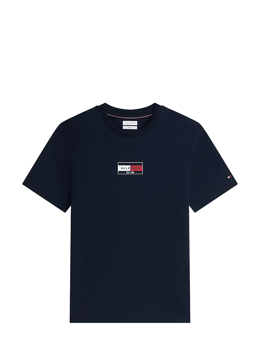Tommy Hilfiger - BRAND LOVE SMALL FLAG TEE - kurzärmelige t-shirts - navy blue - 1