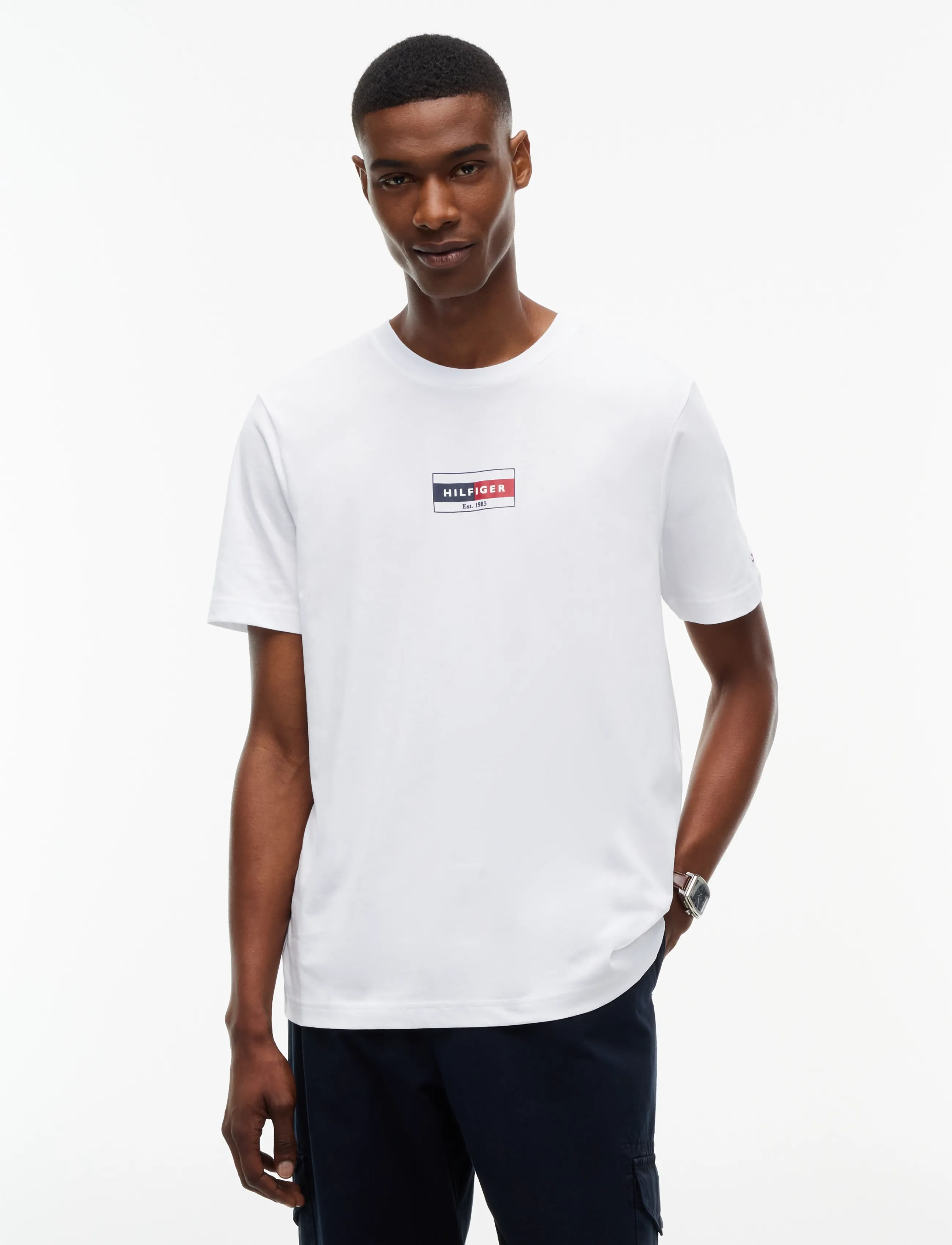 Tommy Hilfiger Brand Love Small Flag Tee, Logo T-Shirt, Hvid, Str: XXL