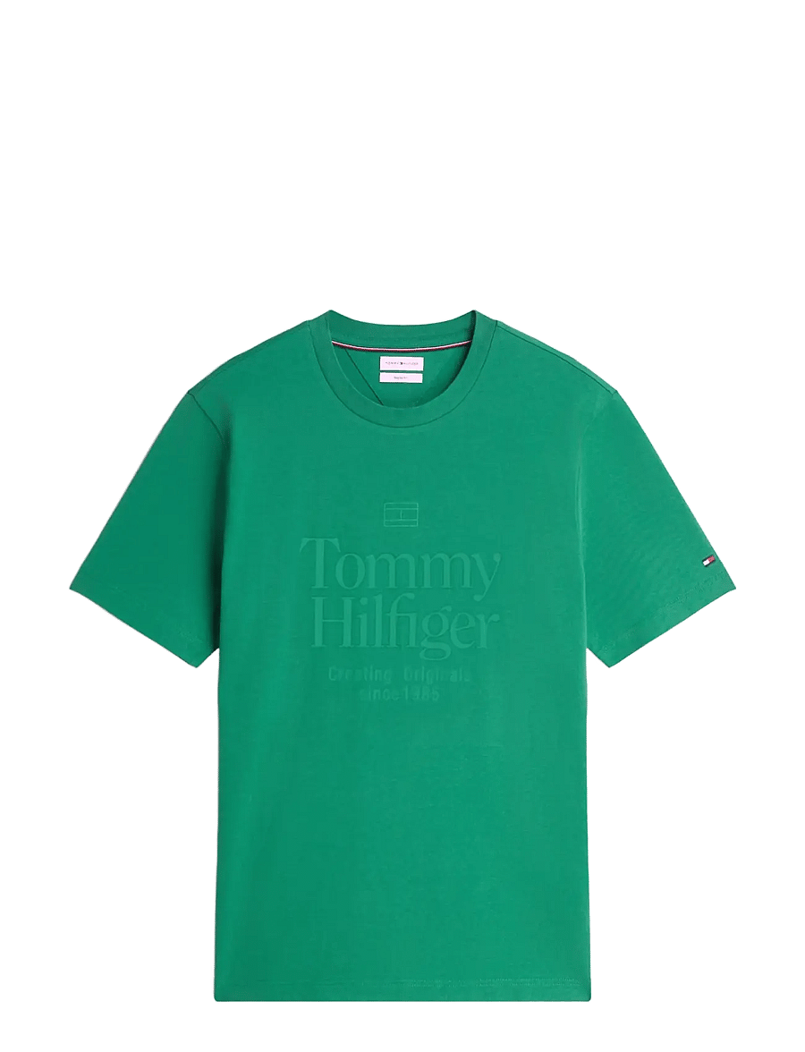 Tommy Hilfiger - FRONT TEXT SEASONAL GRAPHIC TEE - kortärmade t-shirts - alaskan green - 1