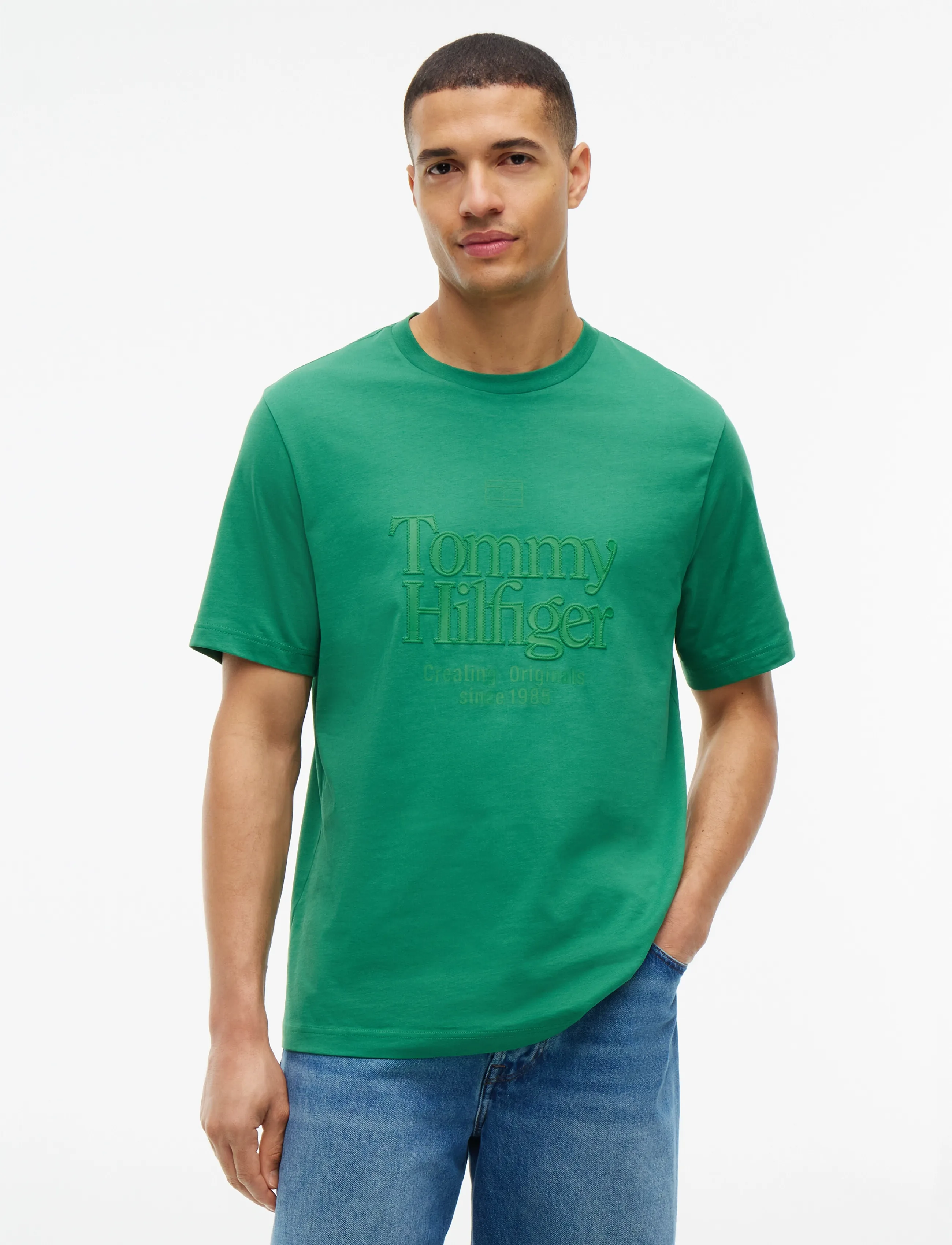 Tommy Hilfiger FRONT TEXT SEASONAL GRAPHIC TEE - T-shirts - ALASKAN GREEN / green