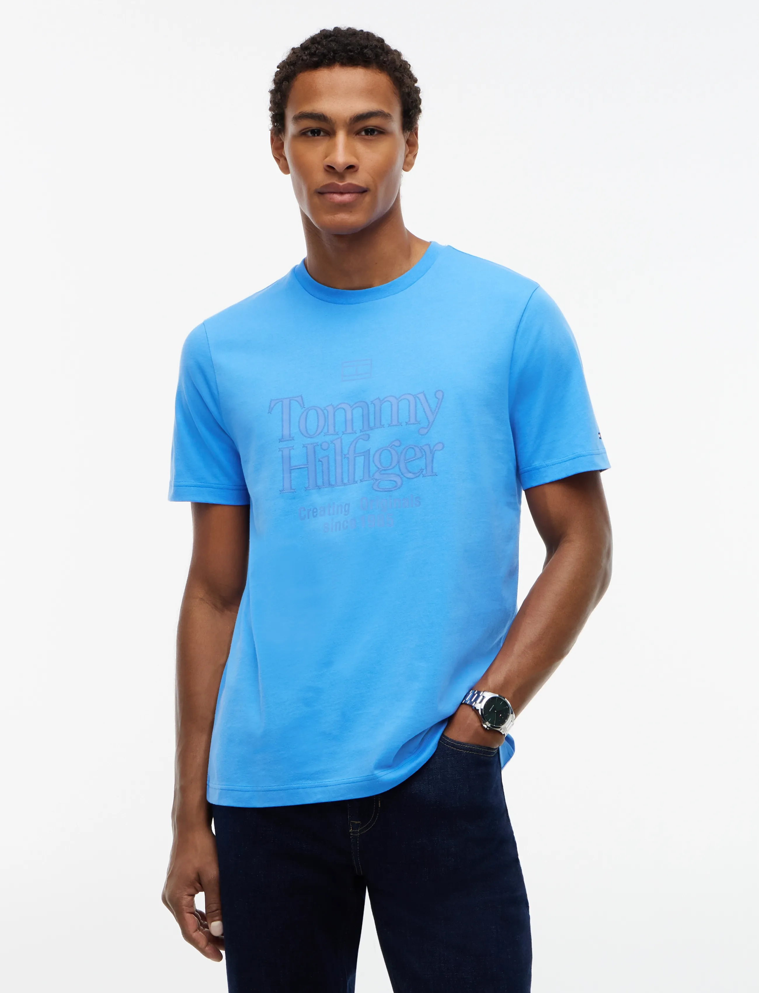 Tommy Hilfiger FRONT TEXT SEASONAL GRAPHIC TEE - T-shirts - BLUE SPELL / blue