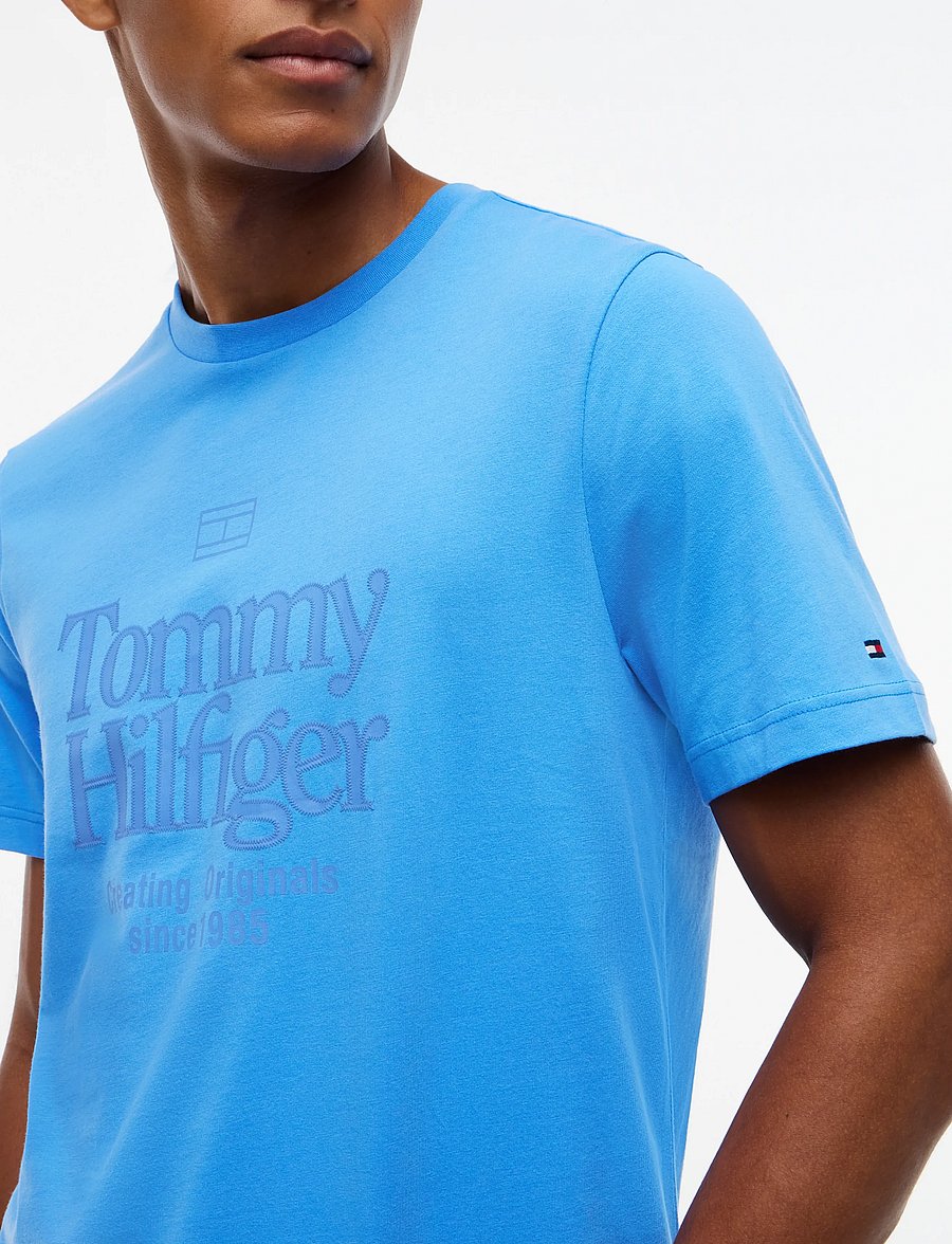 Tommy Hilfiger - FRONT TEXT SEASONAL GRAPHIC TEE - kortærmede t-shirts - blue spell - 3