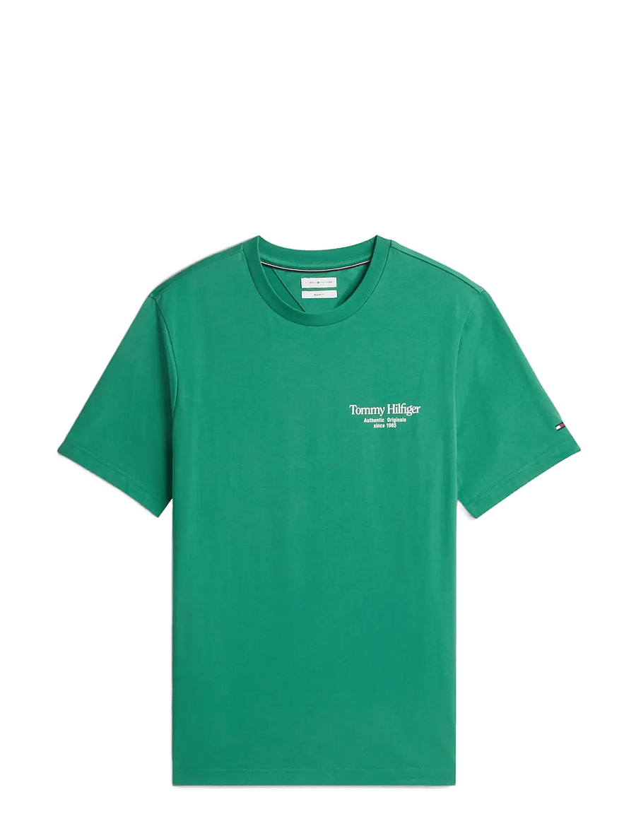 Tommy Hilfiger - BACK TEXT SEASONAL GRAPHIC TEE - kortärmade t-shirts - alaskan green - 0