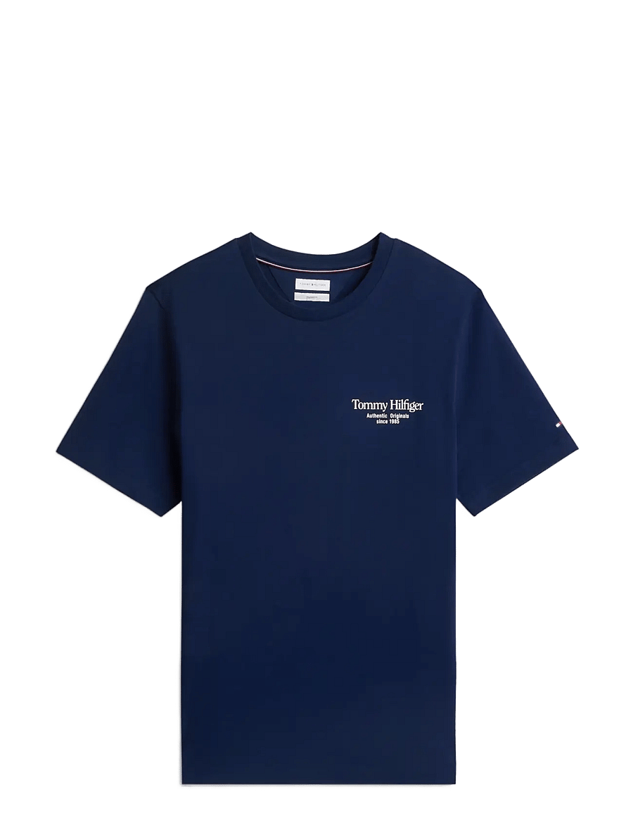Tommy Hilfiger - BACK TEXT SEASONAL GRAPHIC TEE - kurzärmelige t-shirts - carbon navy - 1