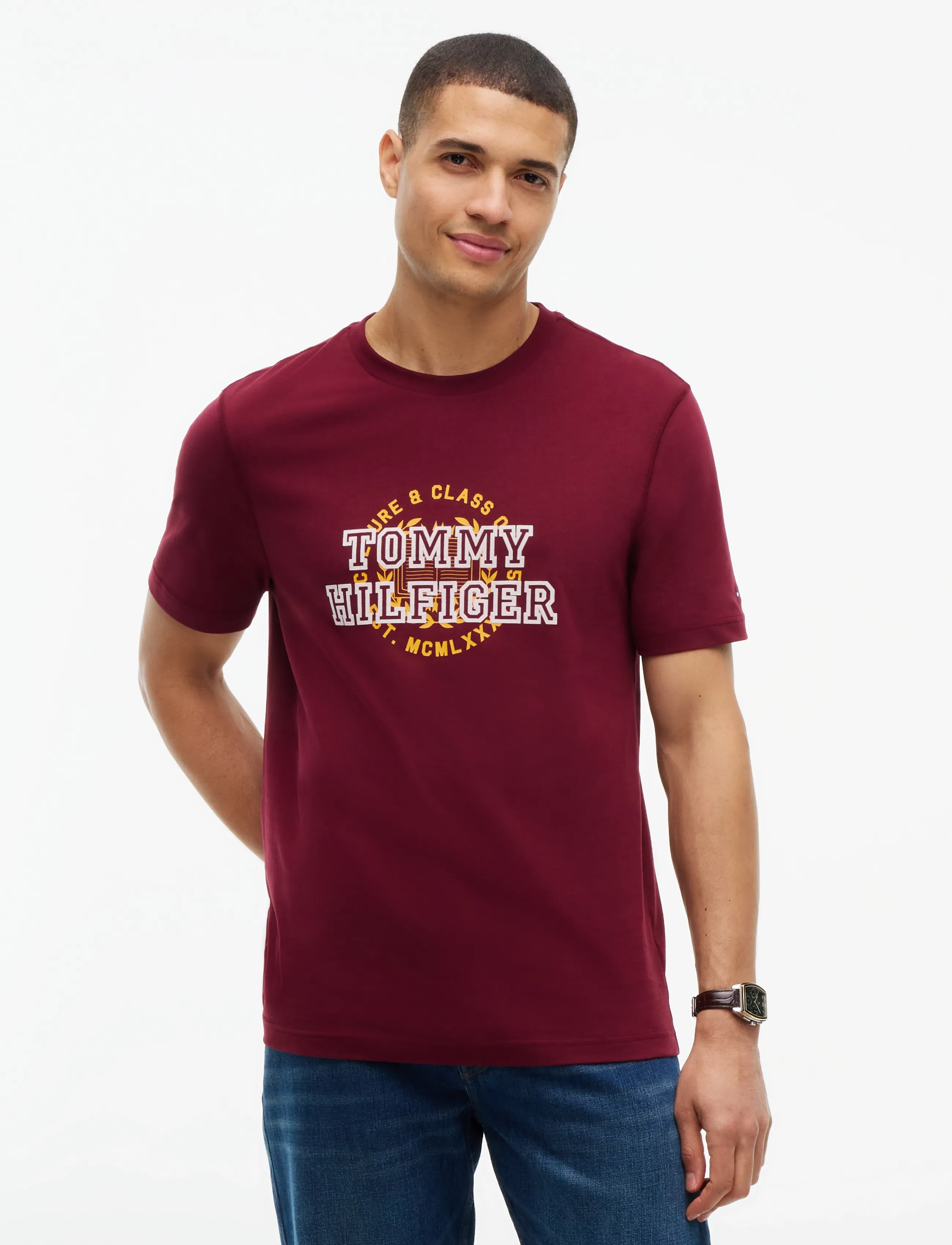 Tommy Hilfiger GRAPHIC VARSITY ROUNDEL TEE - Kleidung - BURGUNDY / burgundy