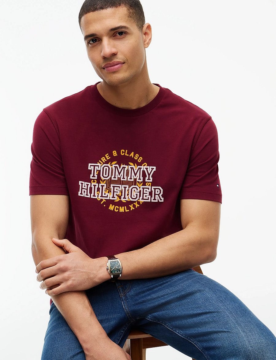Tommy Hilfiger - GRAPHIC VARSITY ROUNDEL TEE - short-sleeved t-shirts - burgundy - 3
