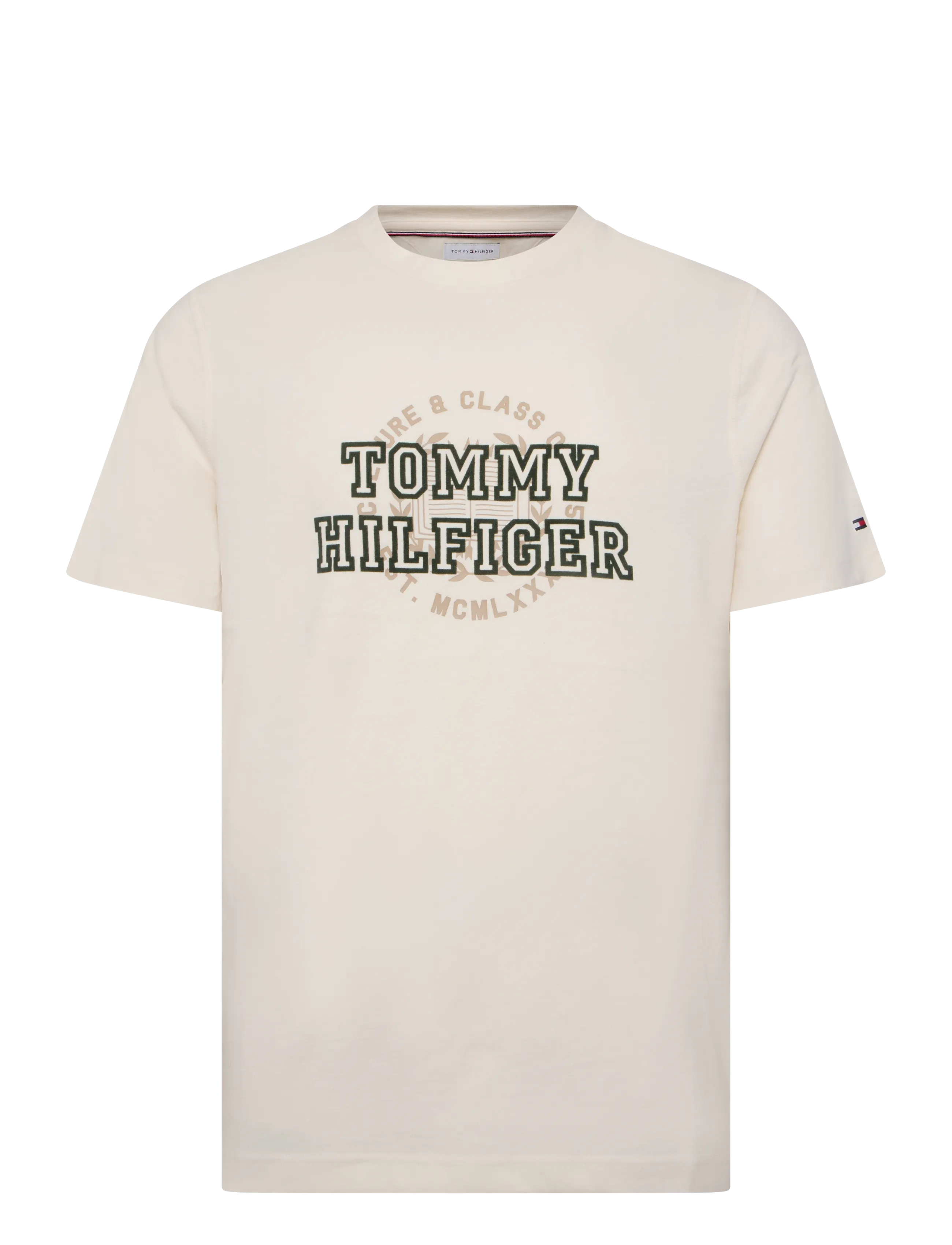 Tommy Hilfiger - GRAPHIC VARSITY ROUNDEL TEE - kurzärmelige t-shirts - ivory petal - 1