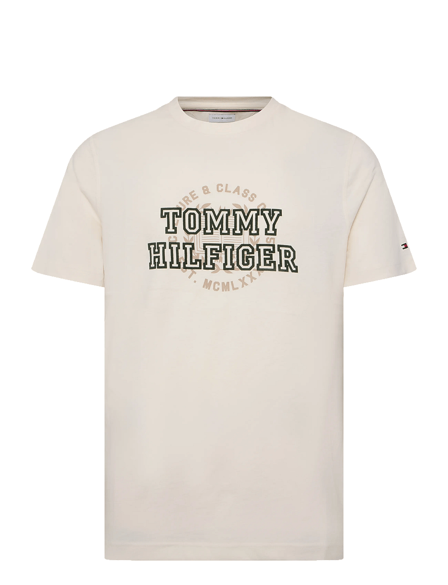 Tommy Hilfiger - GRAPHIC VARSITY ROUNDEL TEE - kurzärmelige t-shirts - ivory petal - 1