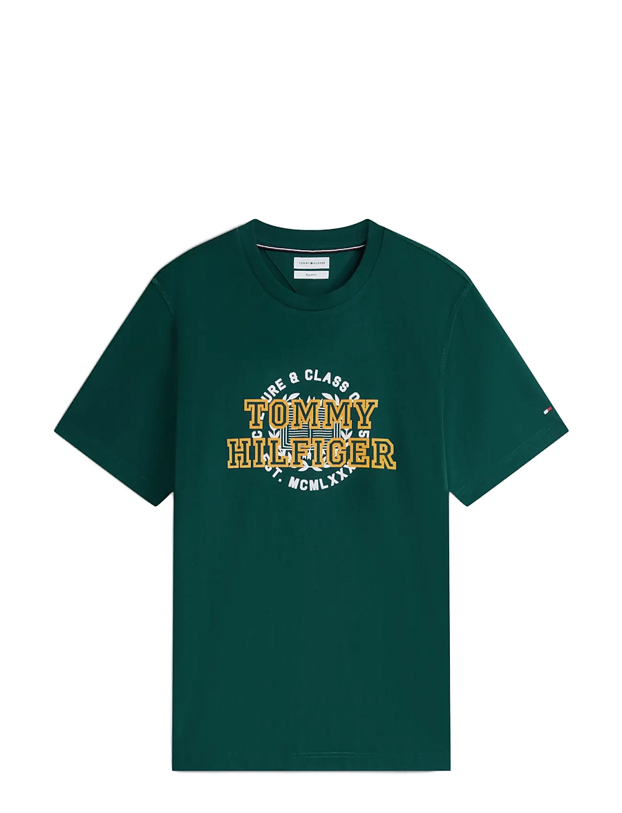 Tommy Hilfiger - GRAPHIC VARSITY ROUNDEL TEE - short-sleeved t-shirts - ornamental green - 1